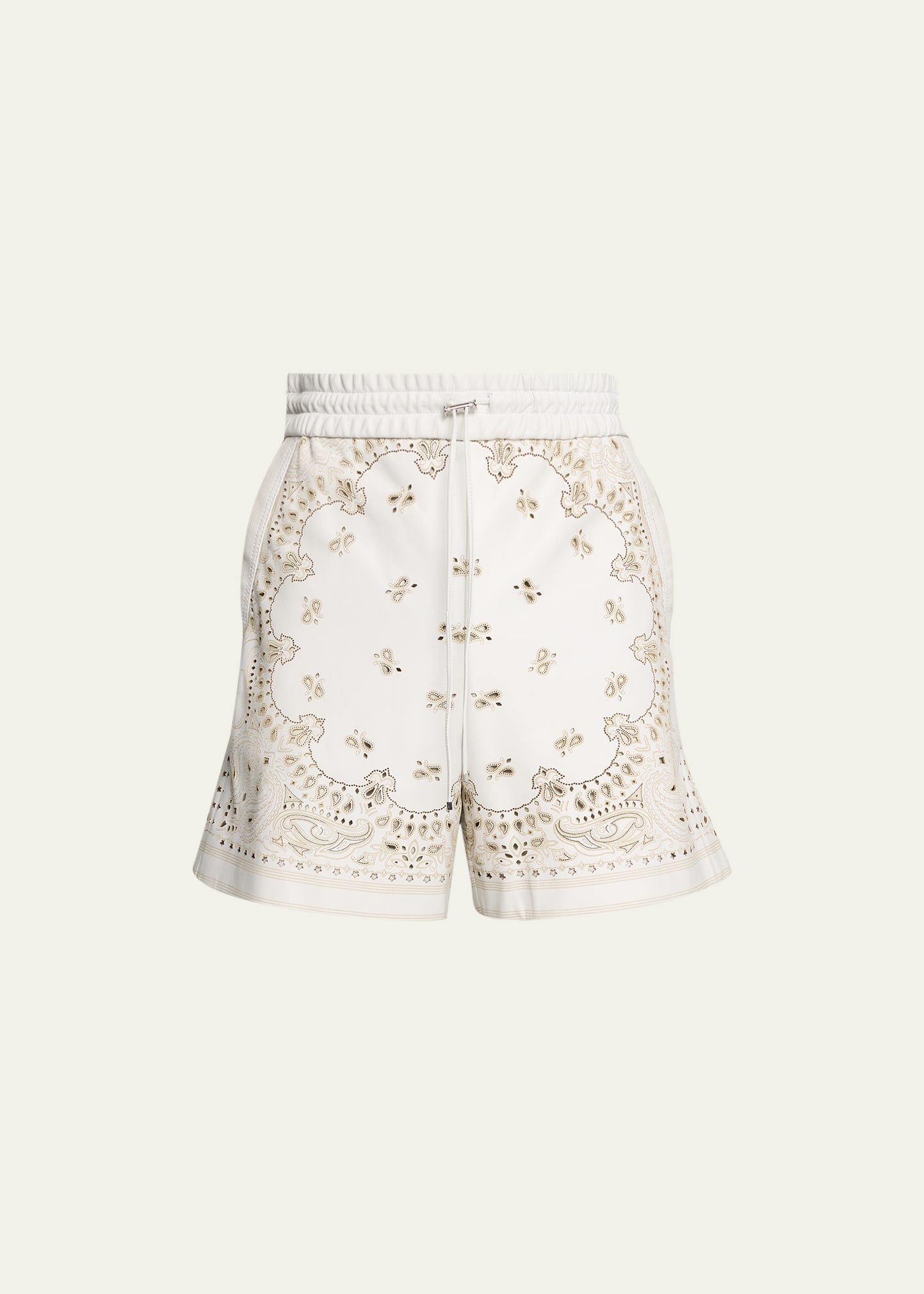 Men's Laser-Cut Leather Bandana Shorts