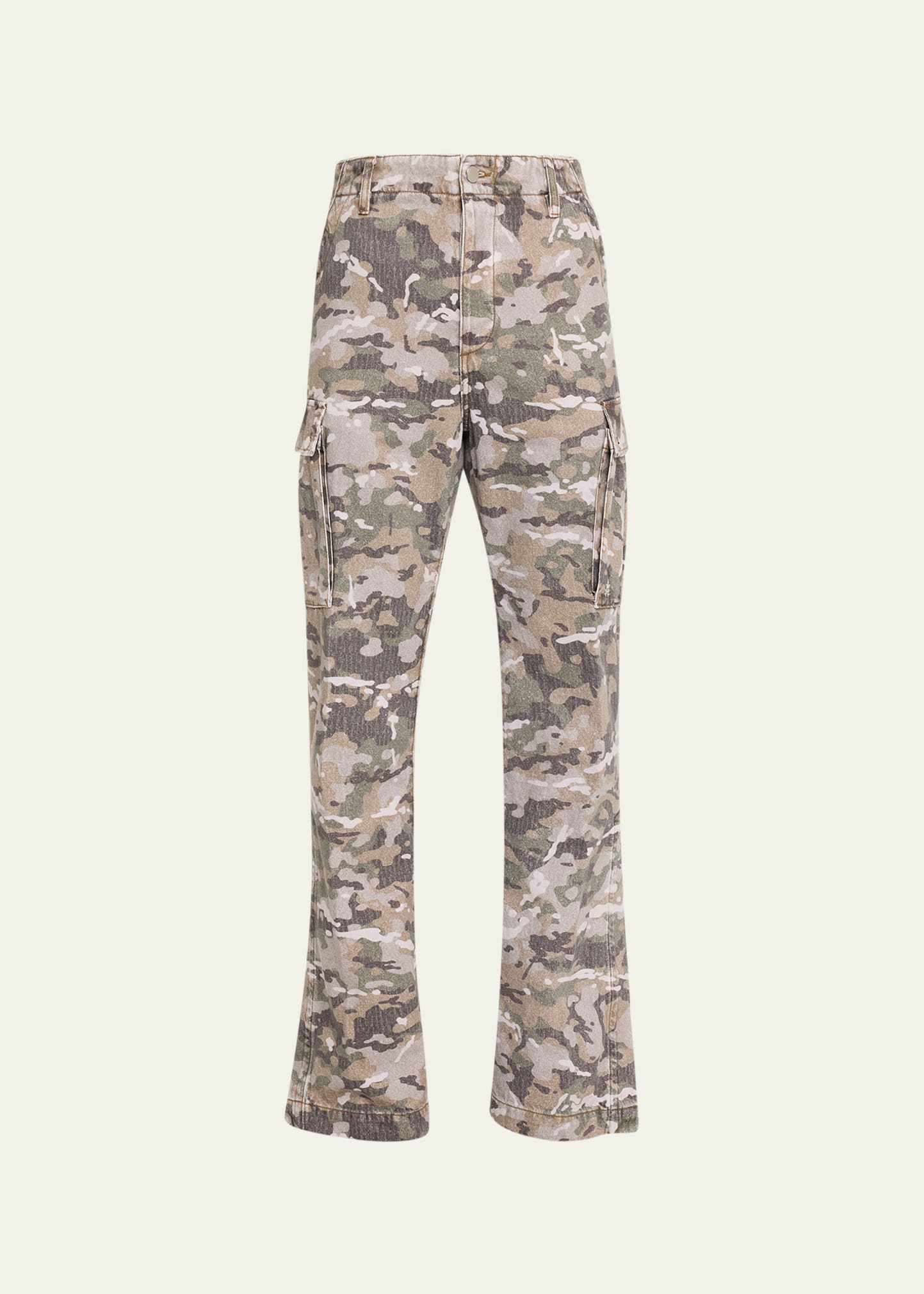 AMIRI MEN'S CAMO KICK FLARE CARGO PANTS