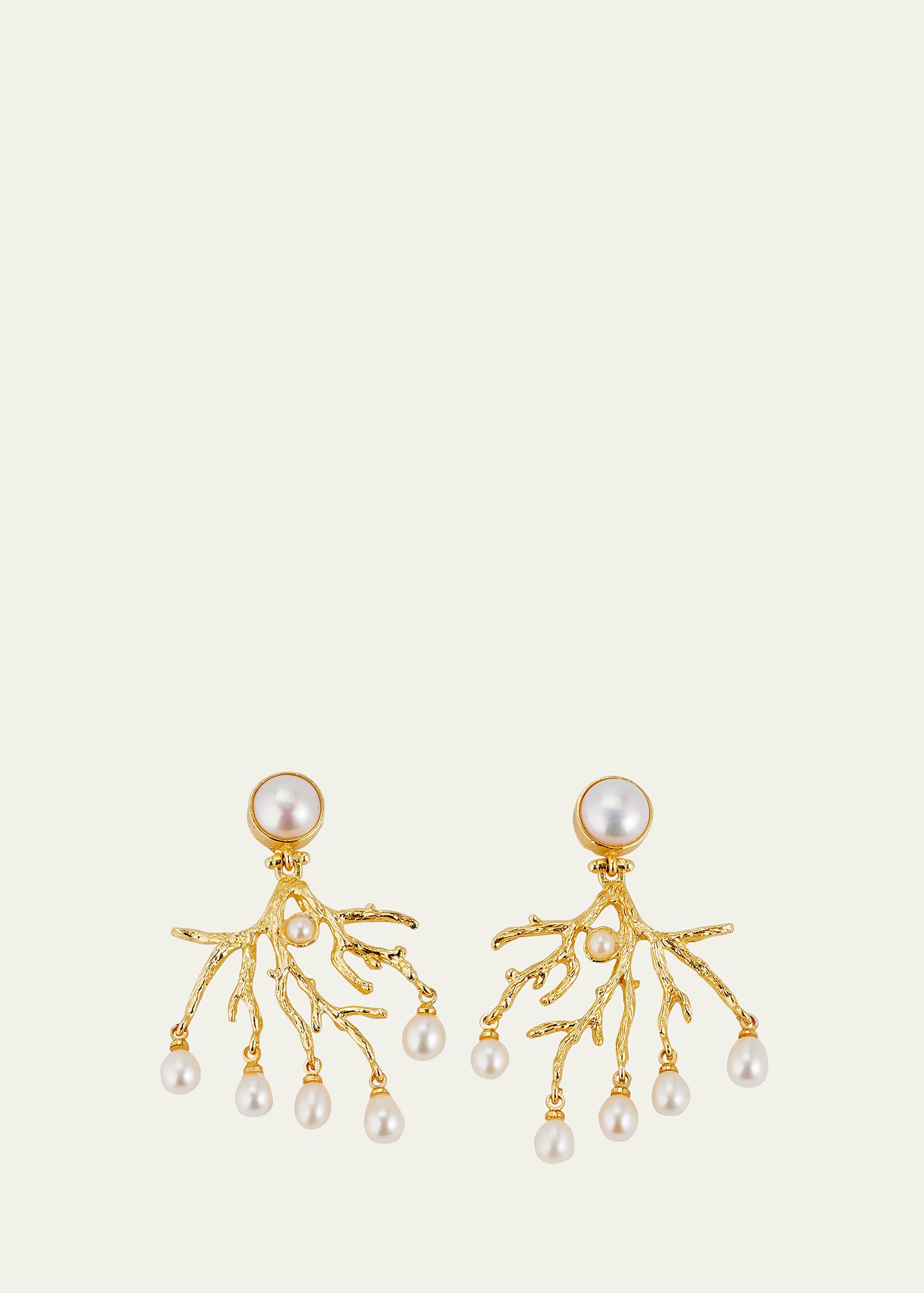 V.bellan Claire Earrings With Pearls In 18k Yg Plated Bra