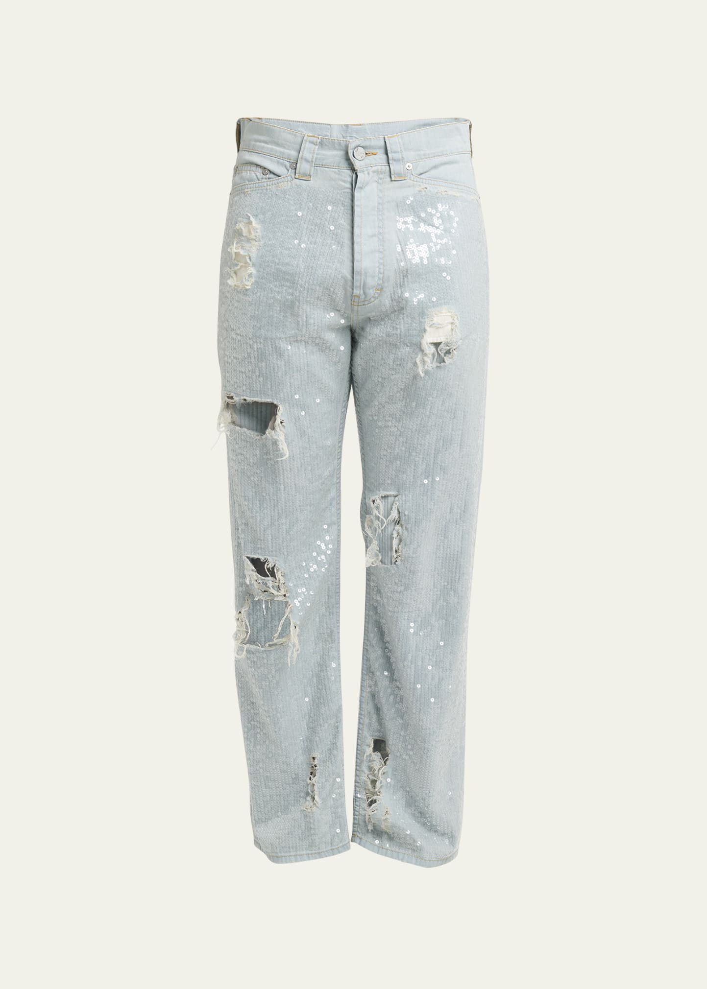 Men's Allover-Sequin Ripped Jeans