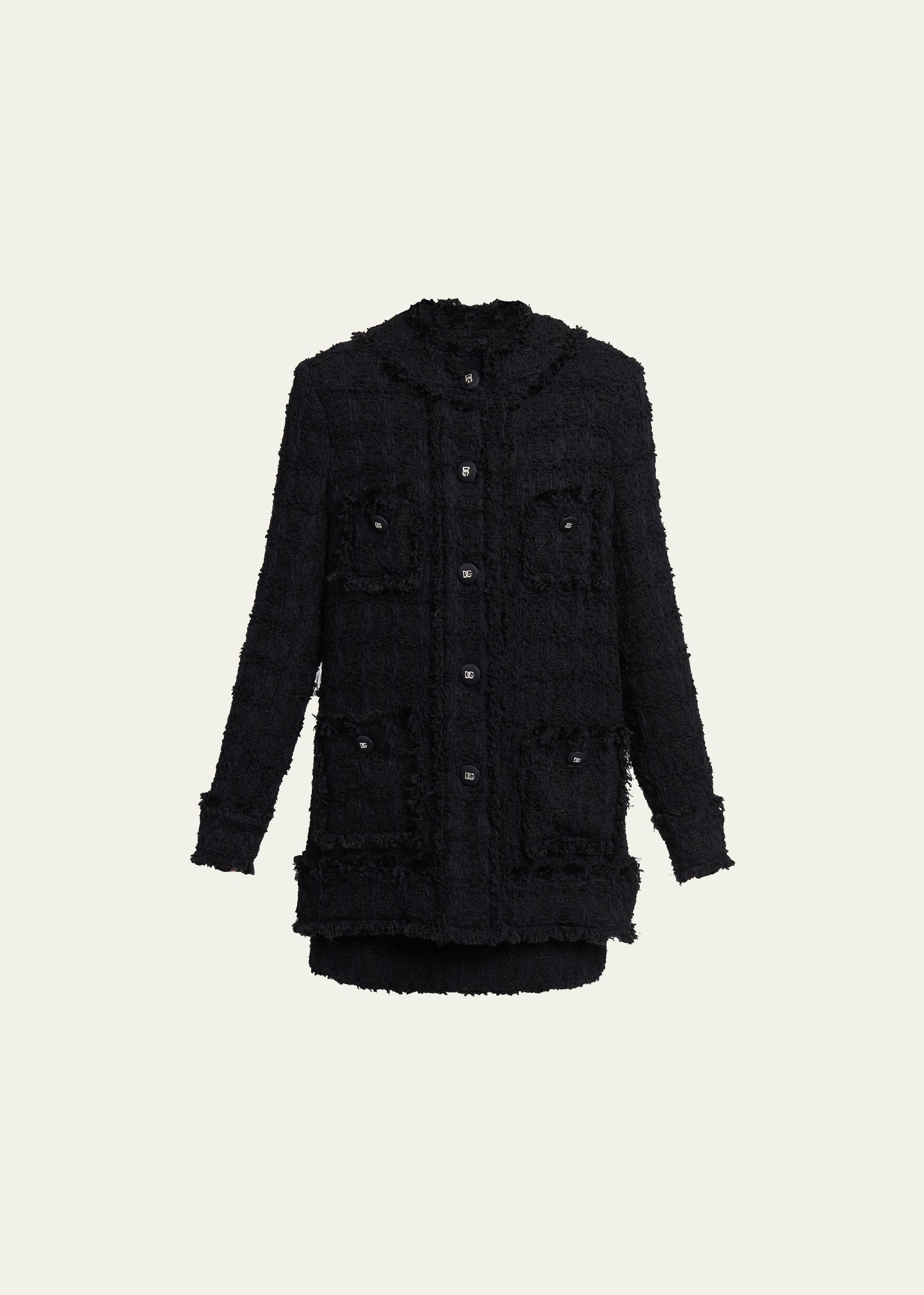 Dolce & Gabbana Logo-button Tweed Jacket In Black