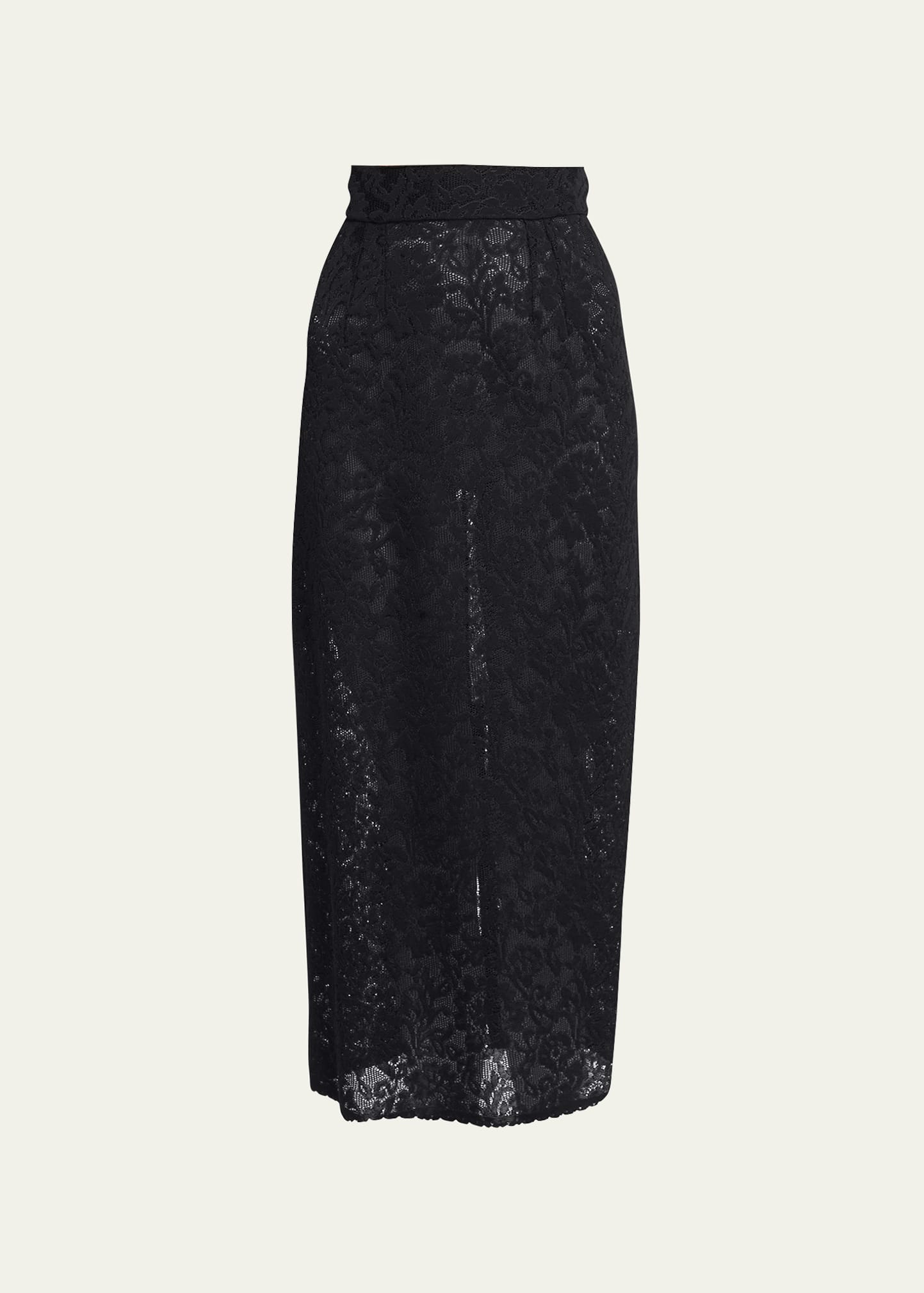 Shop Dolce & Gabbana Lace Midi Skirt In Black