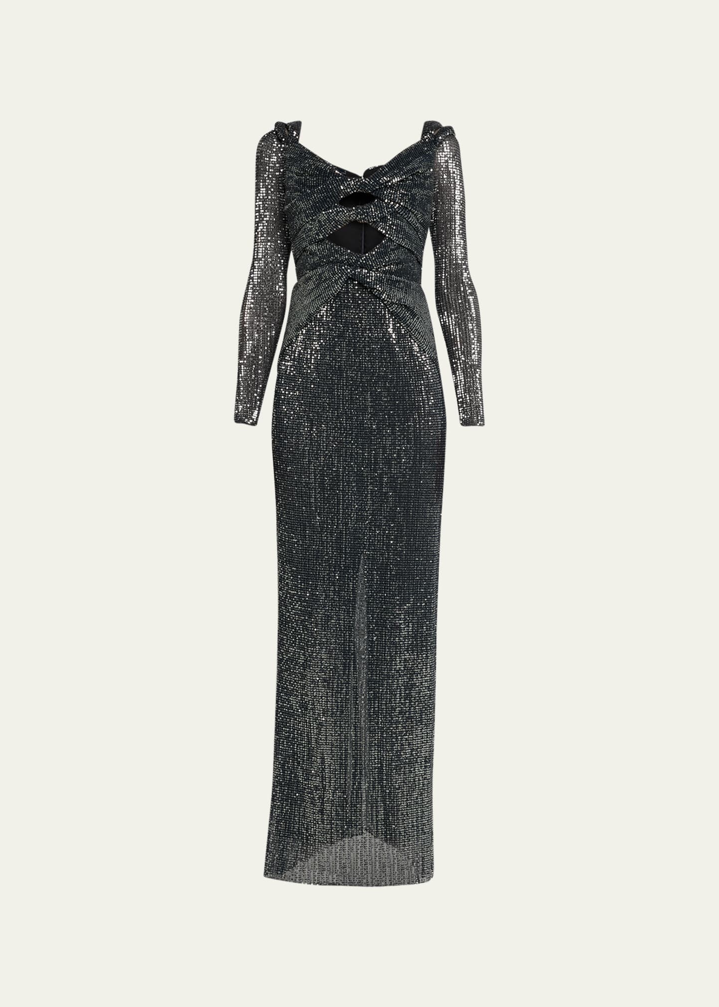 Flakonera Off-Shoulder Metallic Gown with Cutouts