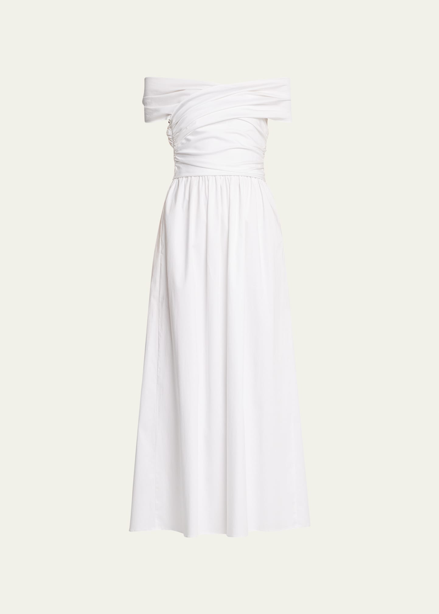 Shop Altuzarra Corfu Off-shoulder Dress In Optic White