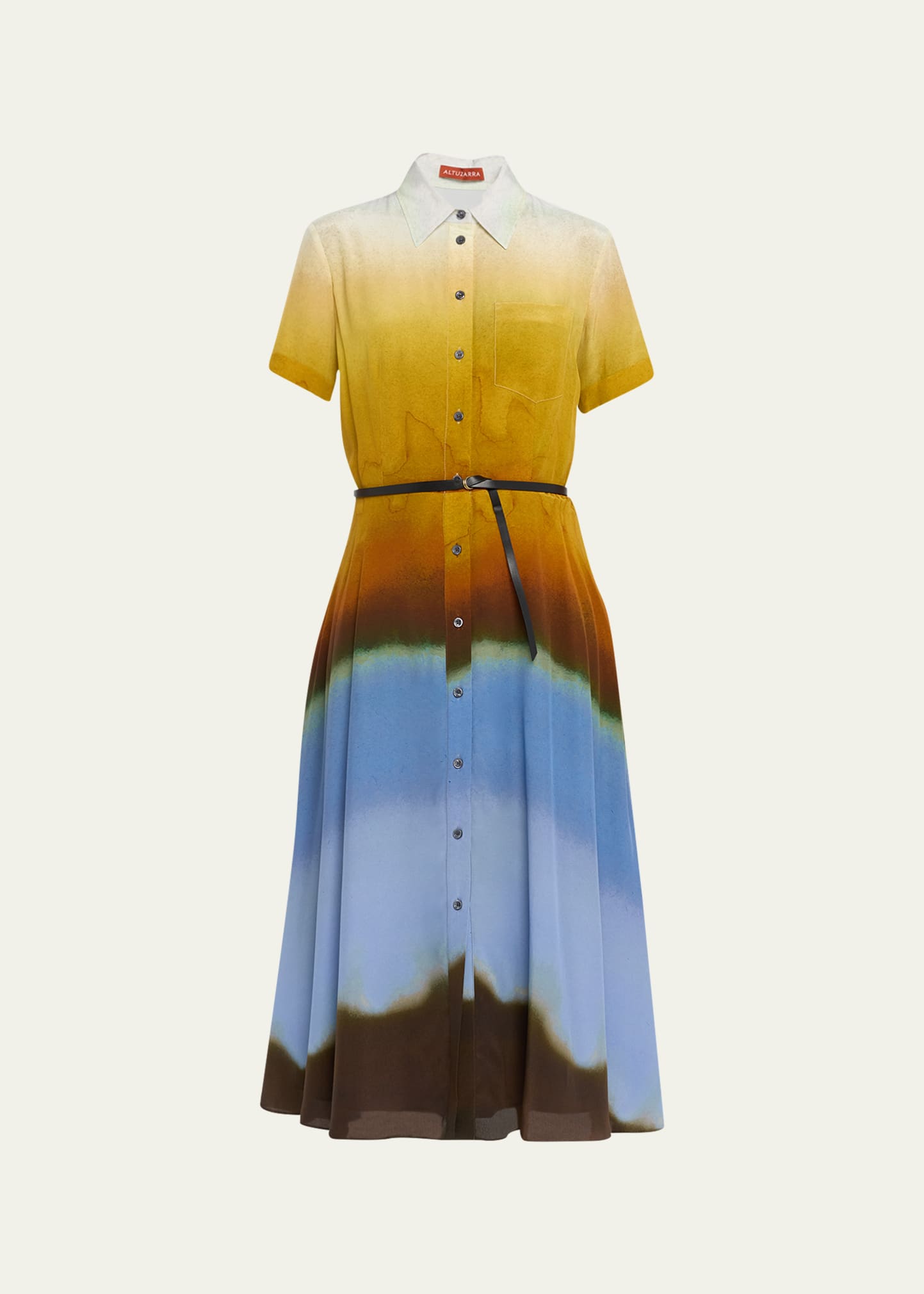 Altuzarra Kiera Ombre Button-front Midi Shirtdress In Golden Ochre Land