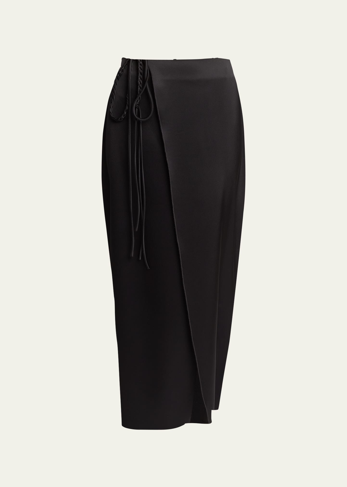 Nanushka Racha Satin Side-tie Slip Skirt In Black