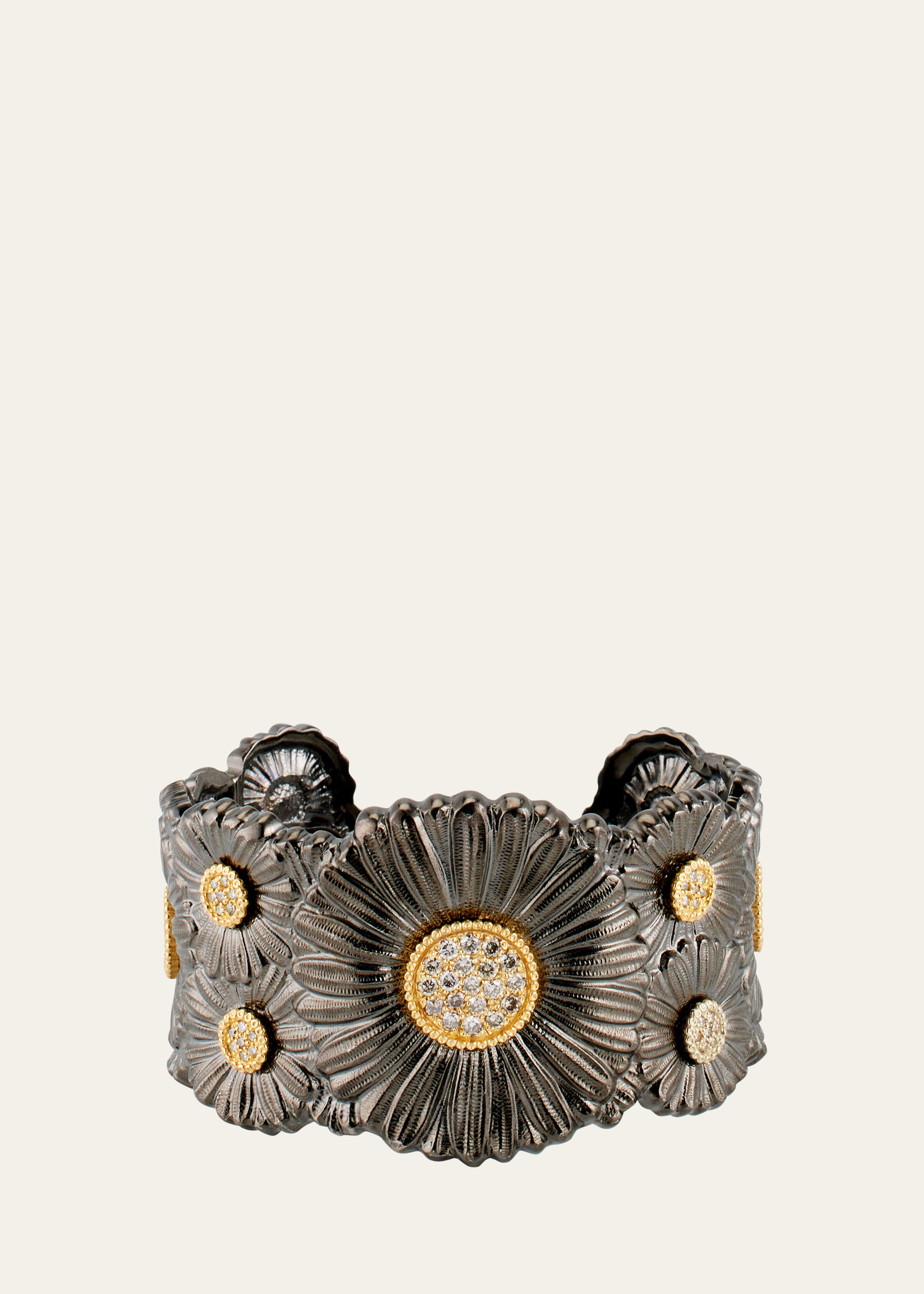 Buccellati Silver And 18k Gold Daisy Blossoms Bracelet With Diamonds