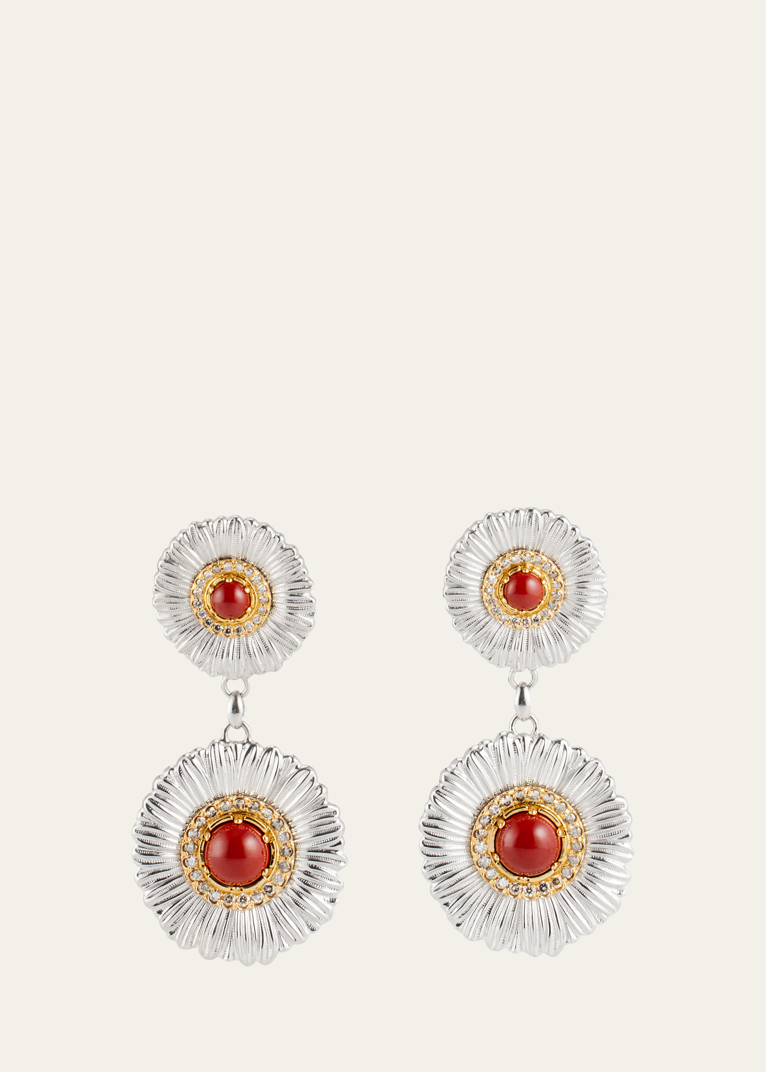 Buccellati Blossoms Sterling Silver And Gold Vermeil, Jasper And Diamond Earrings