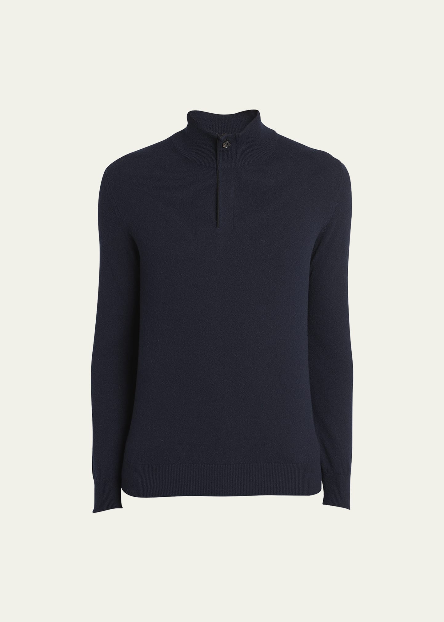 Zegna Oasi Nubuck-trimmed Cashmere Half-zip Sweater In Navy Solid