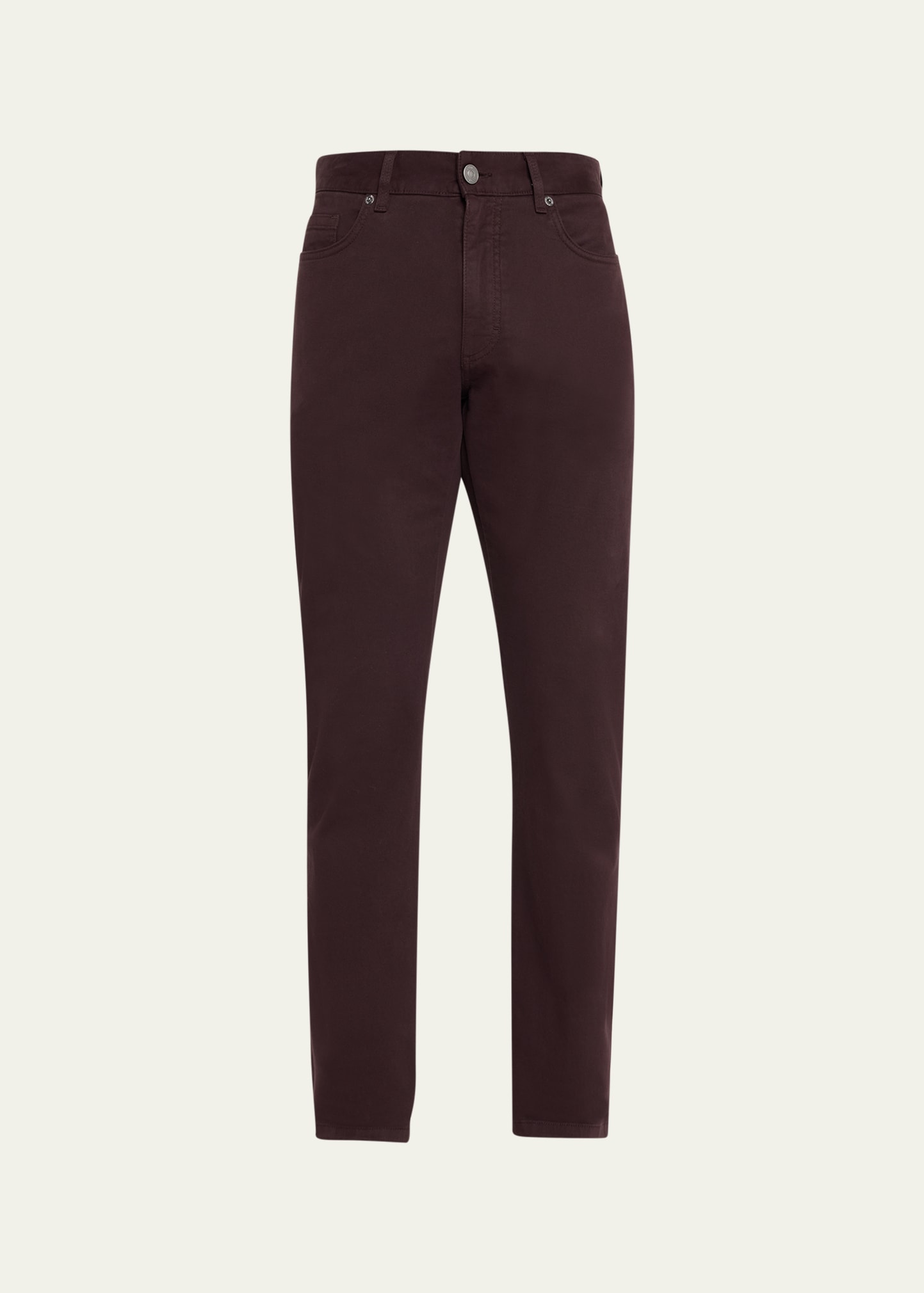 Shop Zegna Men's Cotton-stretch 5-pocket Pants In Dark Pink Solid
