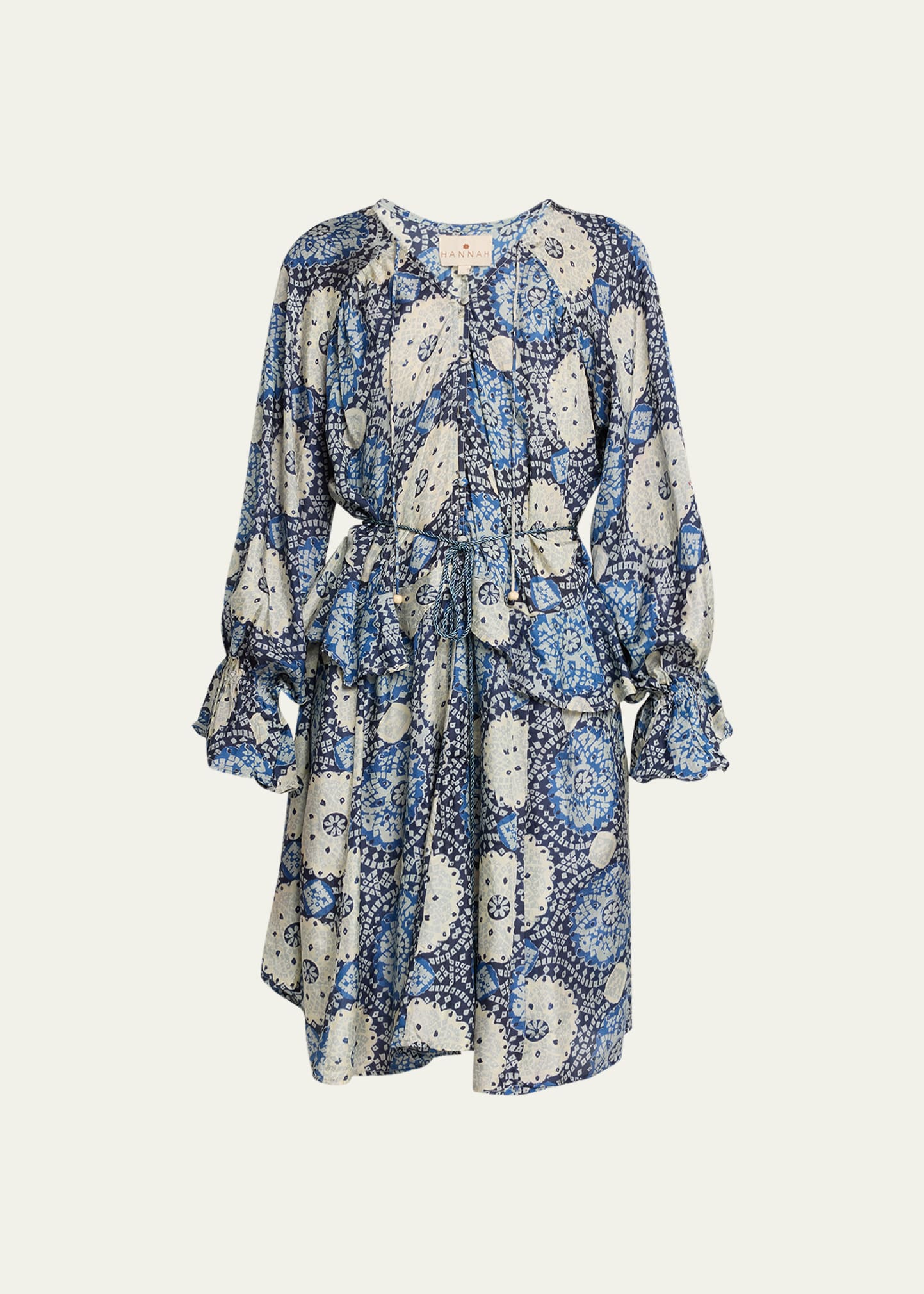 Quinn Puff-Sleeve Silk Habotai Mini Dress