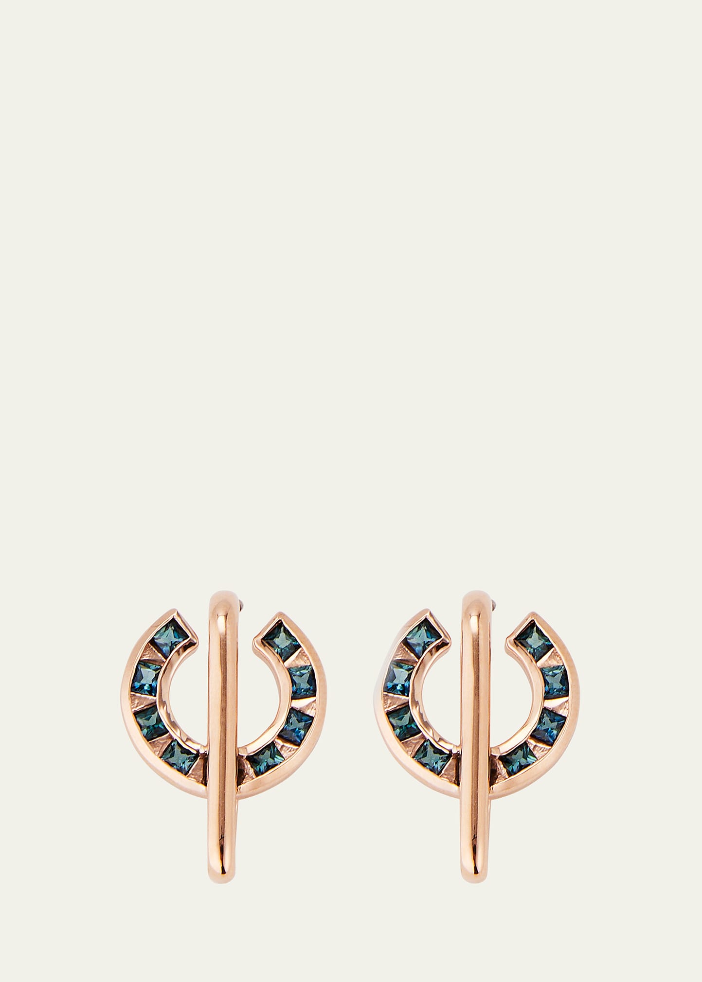 14k Rose Gold Sundial Indicolite Tourmaline Stud Earrings