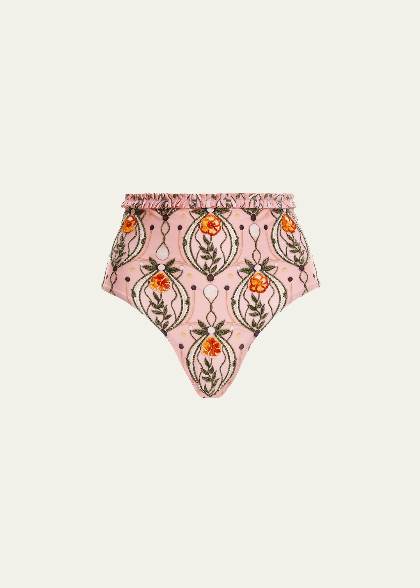 Agua By Agua Bendita Nopal Lunar Embroidered Bikini Bottom In Pink