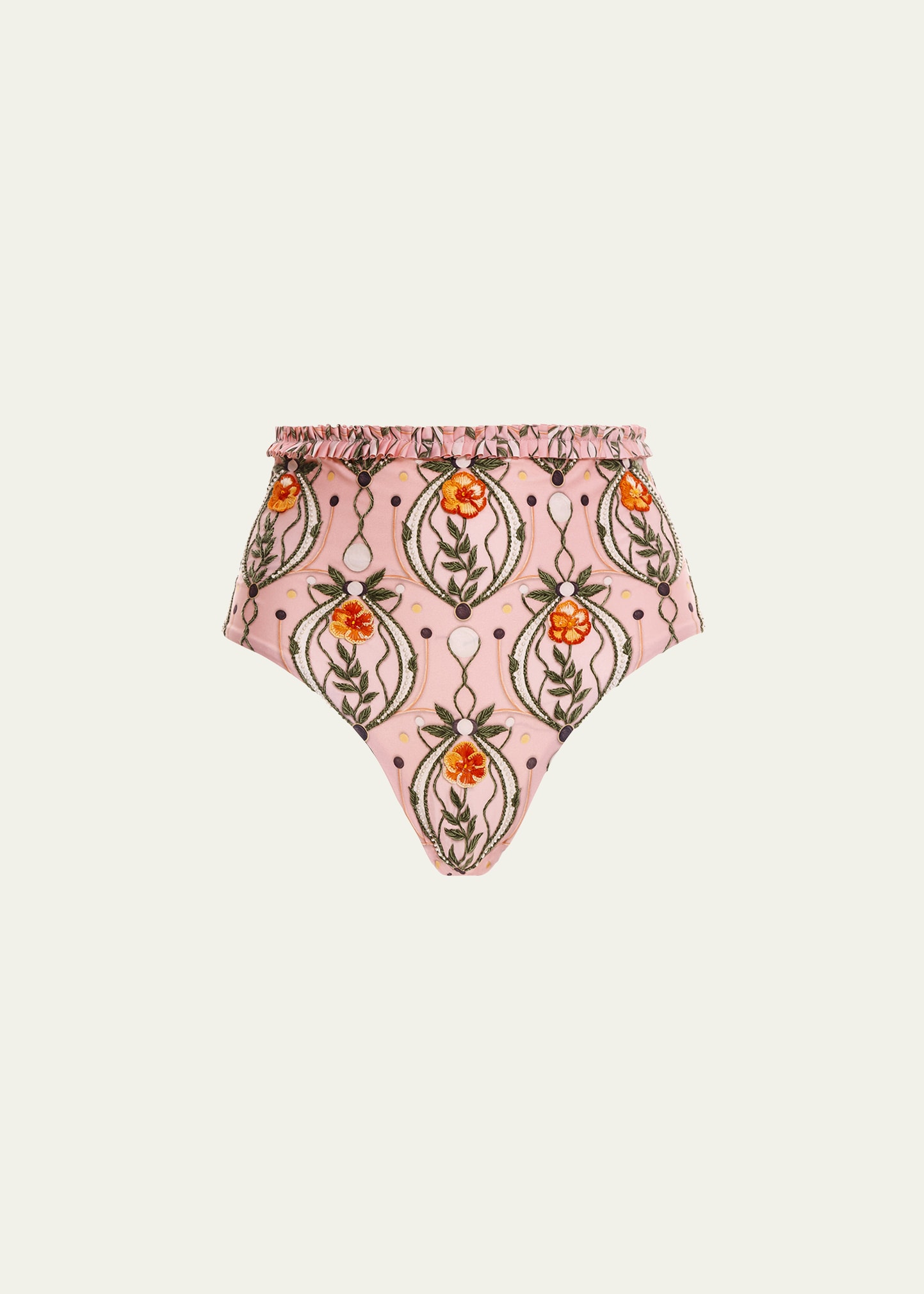 Shop Agua By Agua Bendita Nopal Lunar Embroidered Bikini Bottoms In Pink