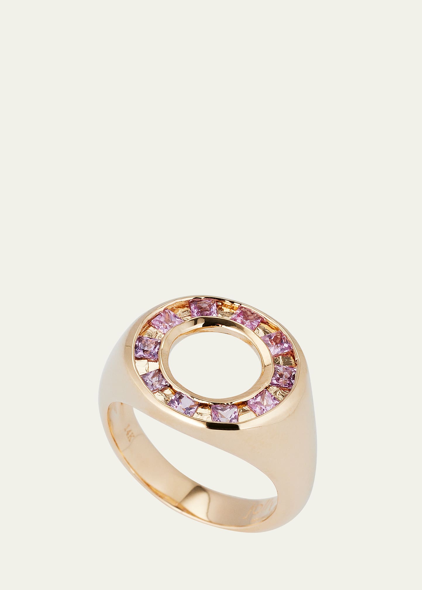 14k Gold Full Moon Pink Sapphire Ring