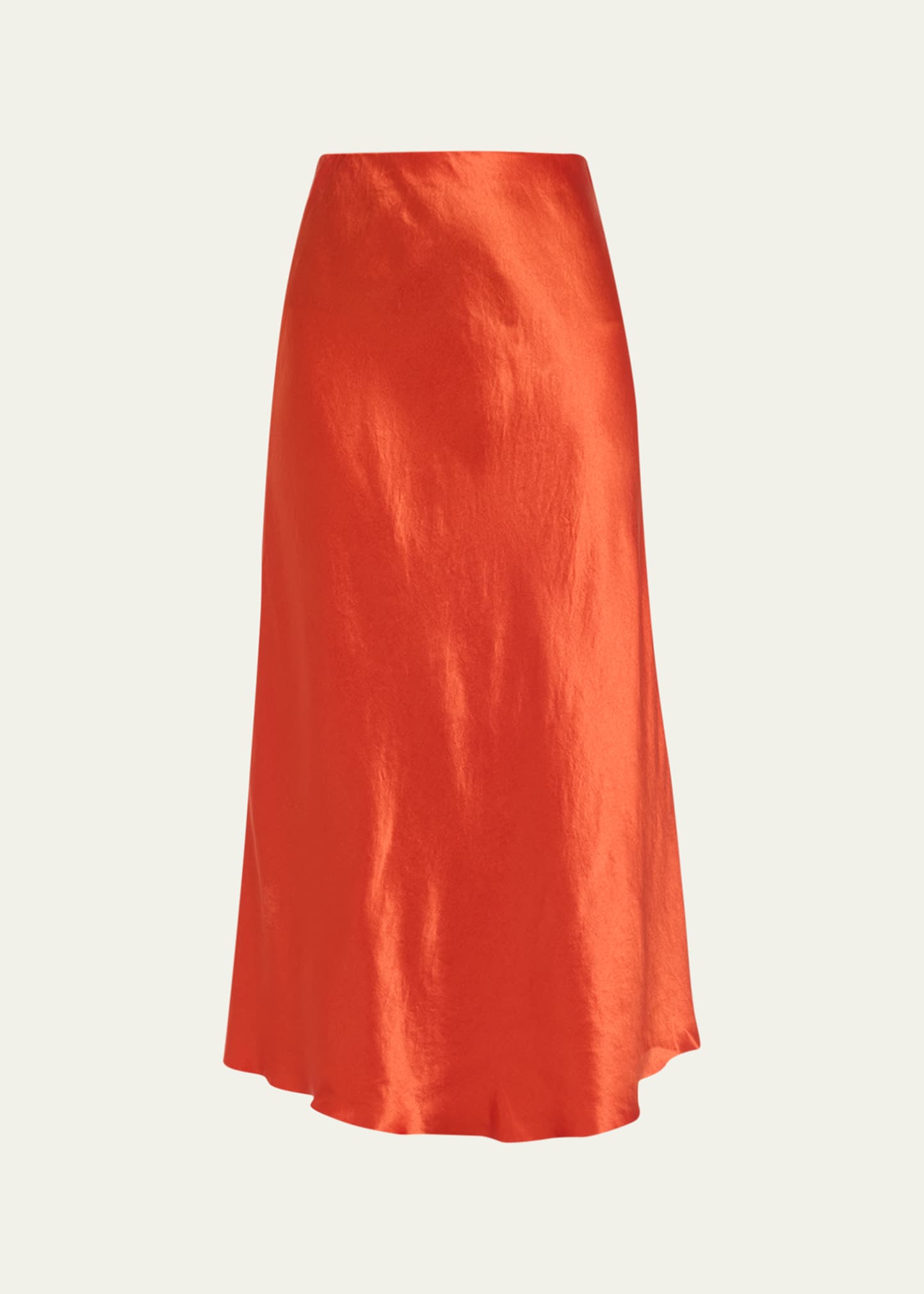 Shop Vince Shaped-hem Bias-cut Midi Slip Skirt In Vermillion
