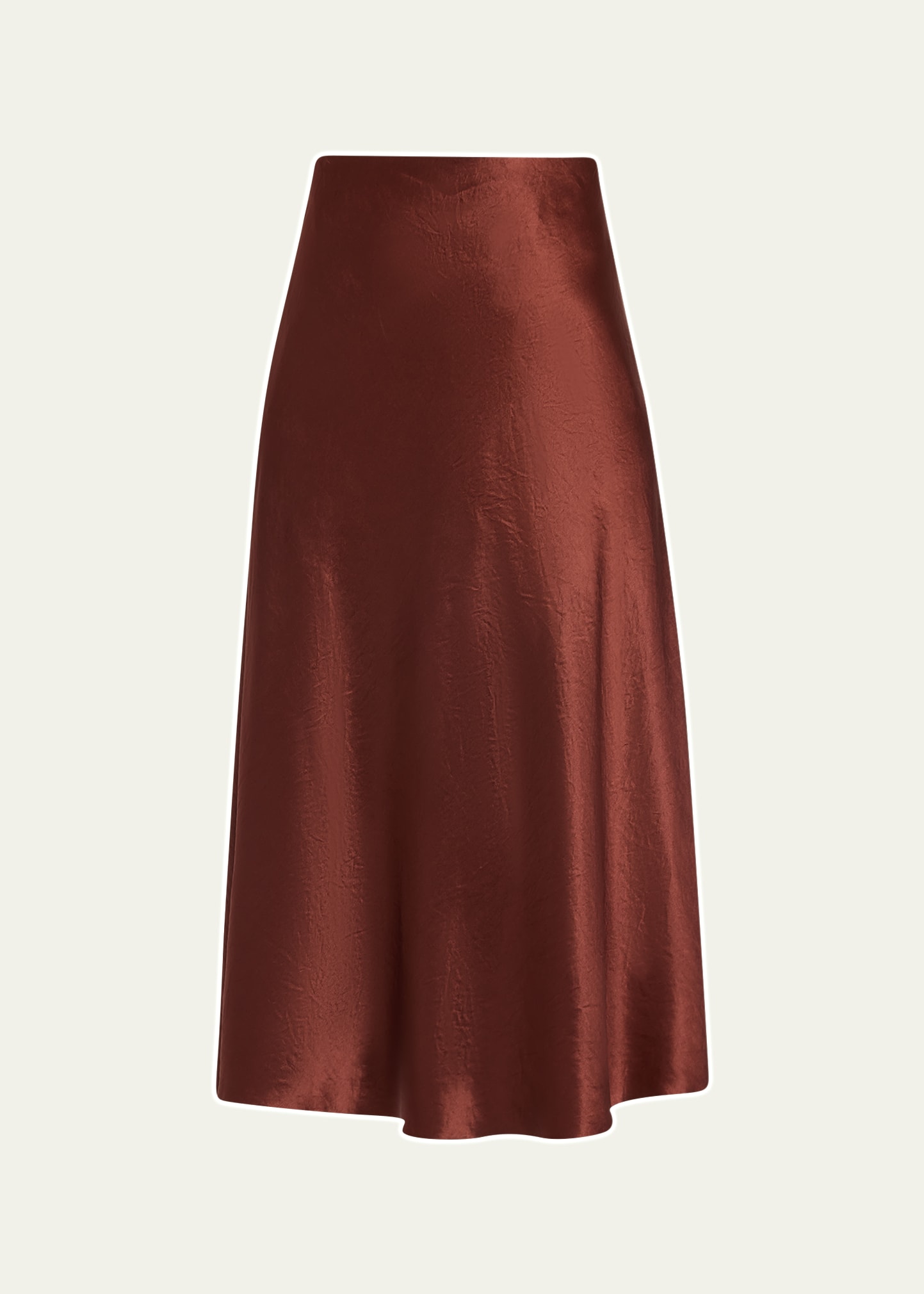 Vince Bias Satin Midi Skirt In Cinnamon Stick