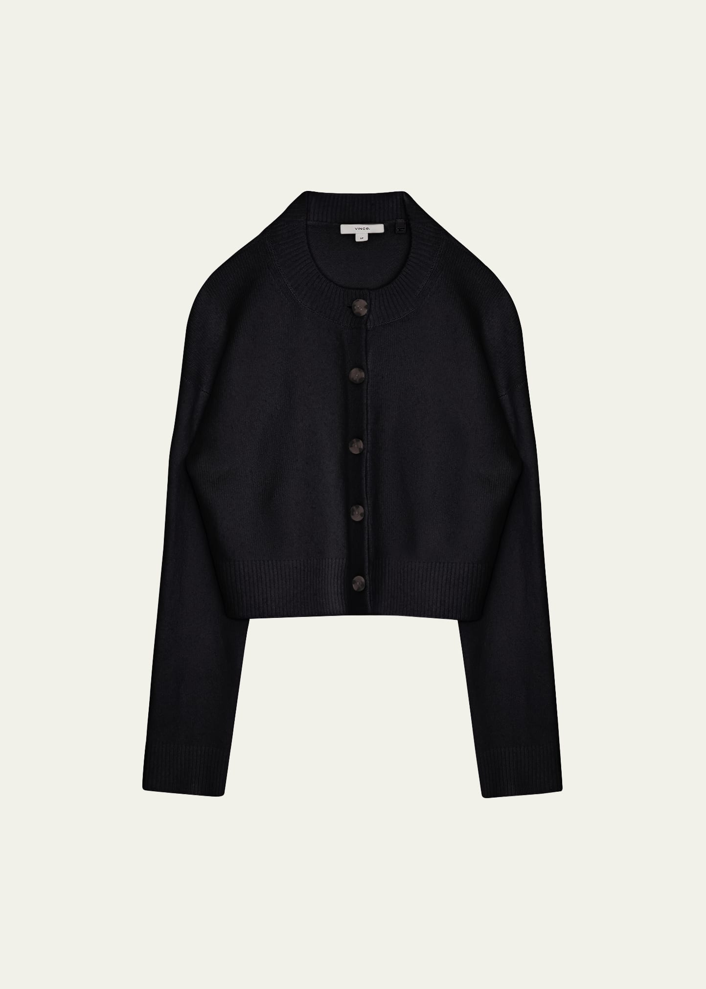 Vince Cropped Stretch Wool Button Cardigan In Black