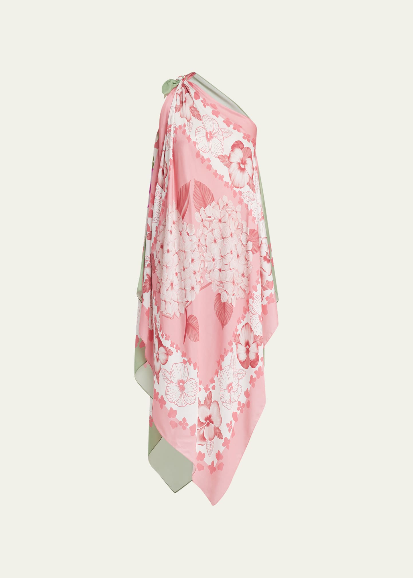 Verandah Hydrangea-print Multiway Scarf Blouse Dress In Light Pastel Gree