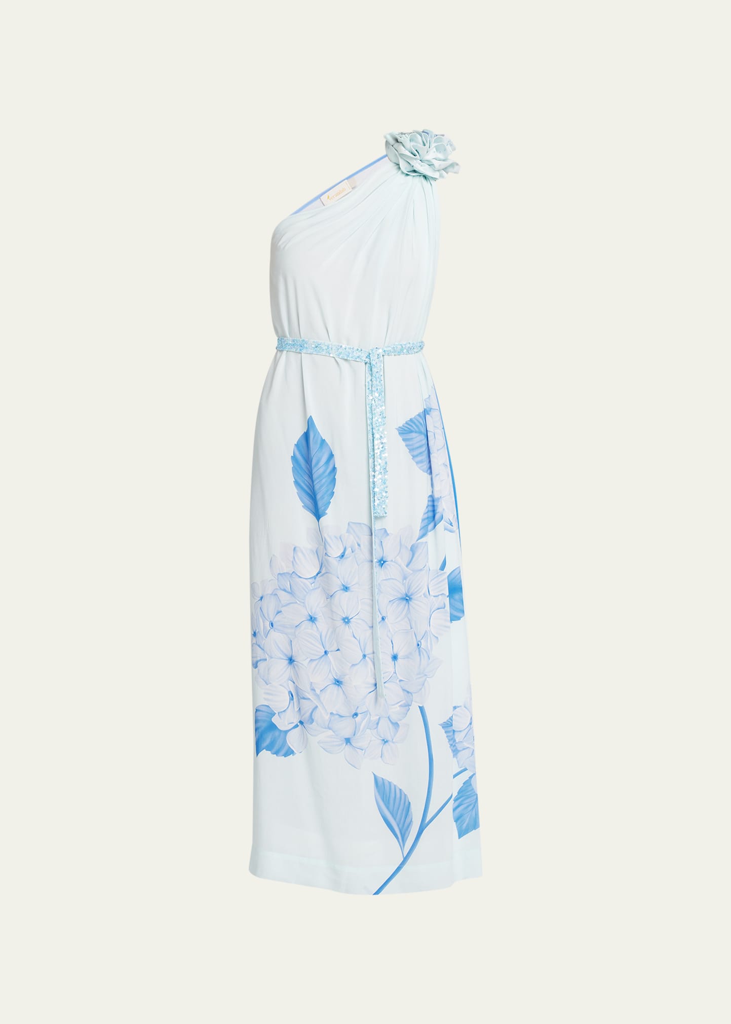 Verandah Hydrangea-print Toga Maxi Dress In Light Pastel Blue