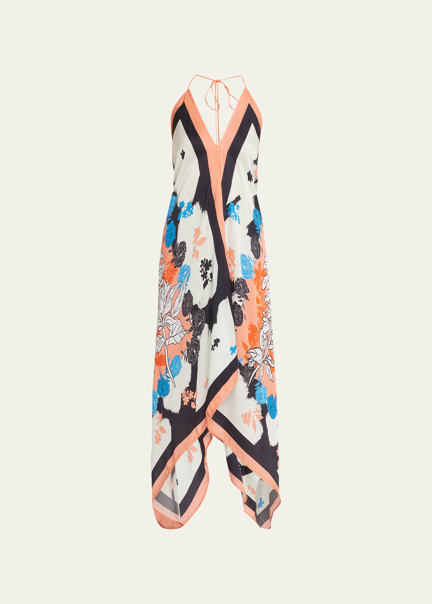 Verandah Floral-print Goa Handkerchief Dress In Light Pastel Oran