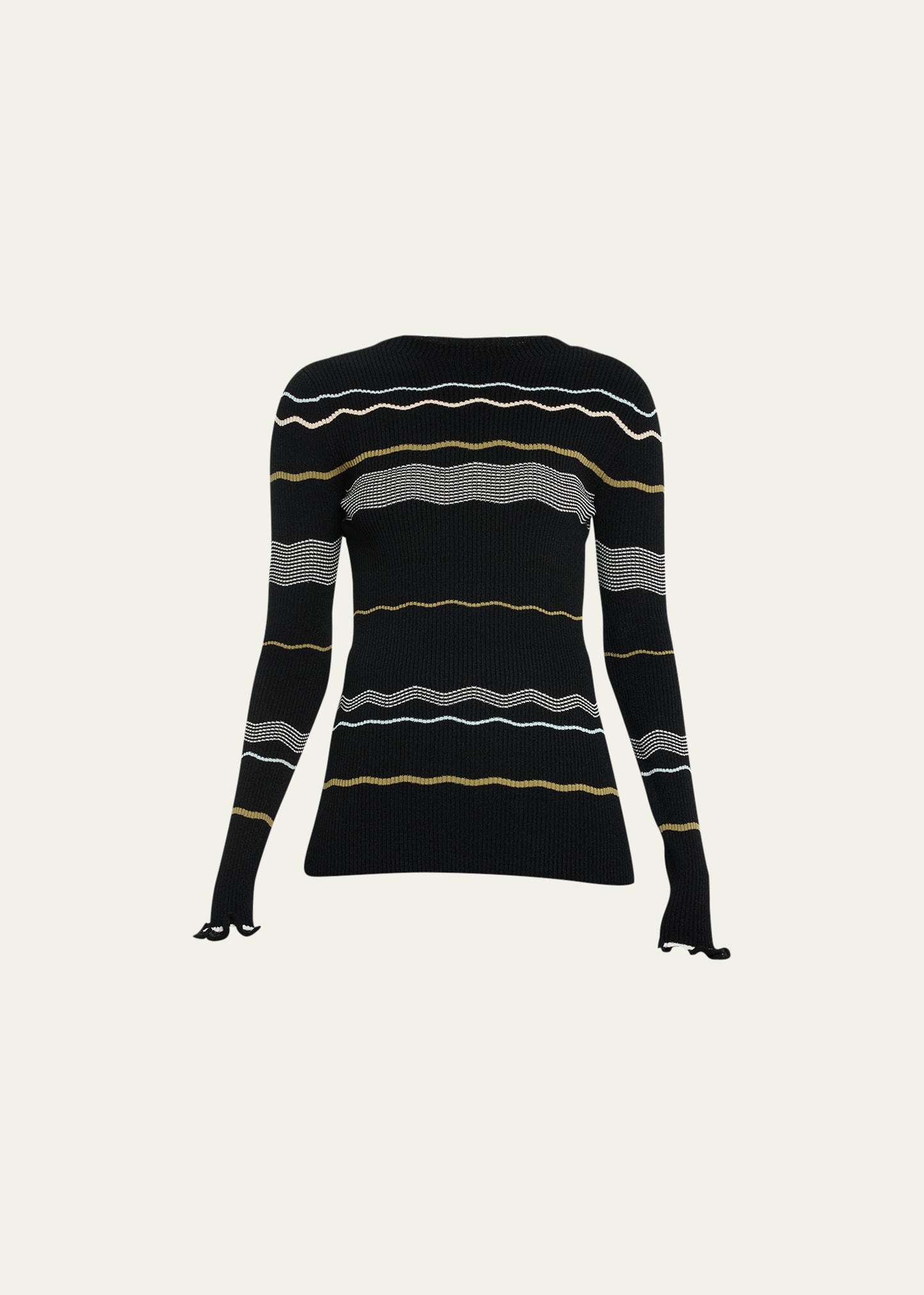 Proenza Schouler Matte Viscose Rib Stripe Top In Black Multi