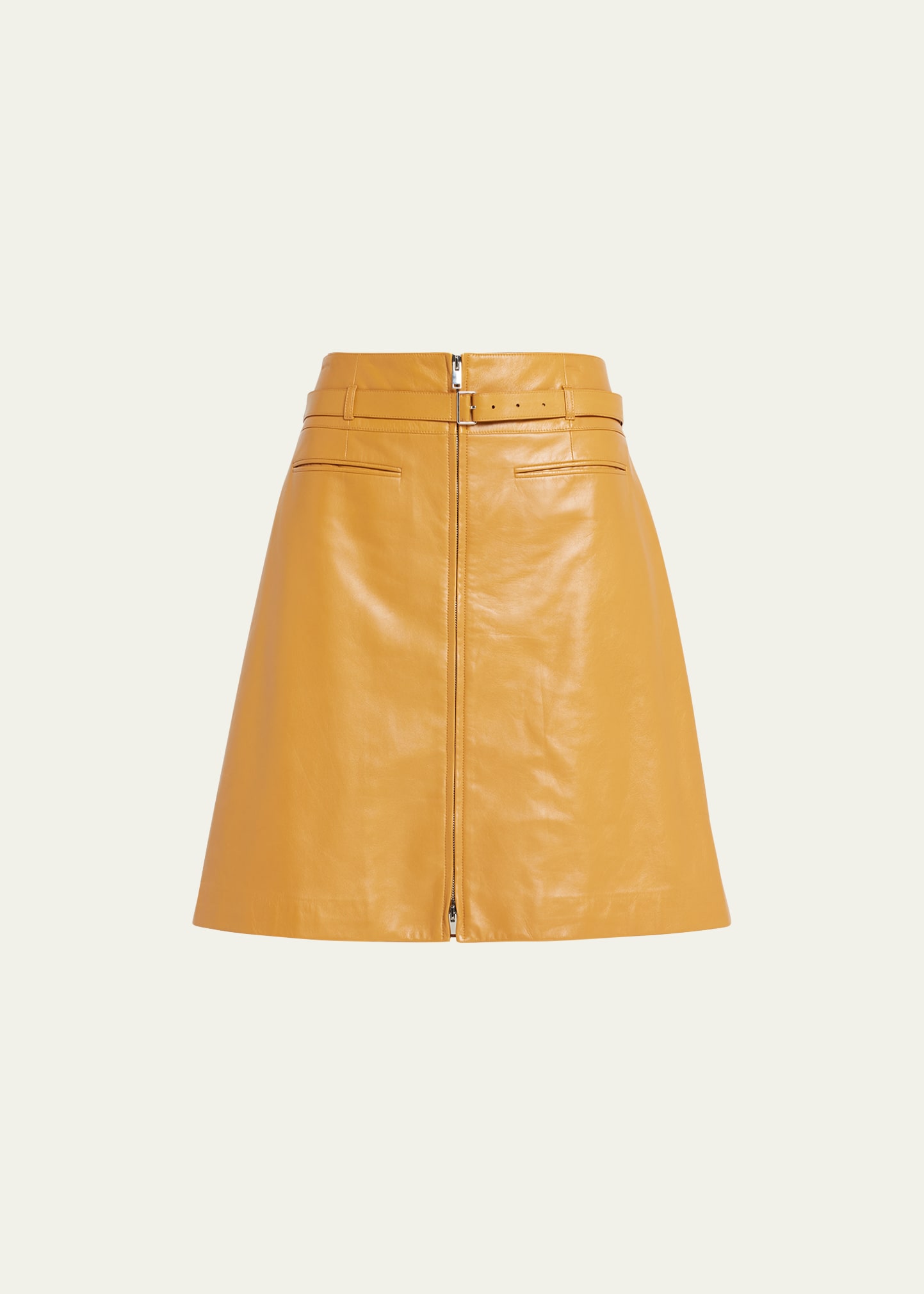 PROENZA SCHOULER GLOSSY LEATHER BELTED SKIRT