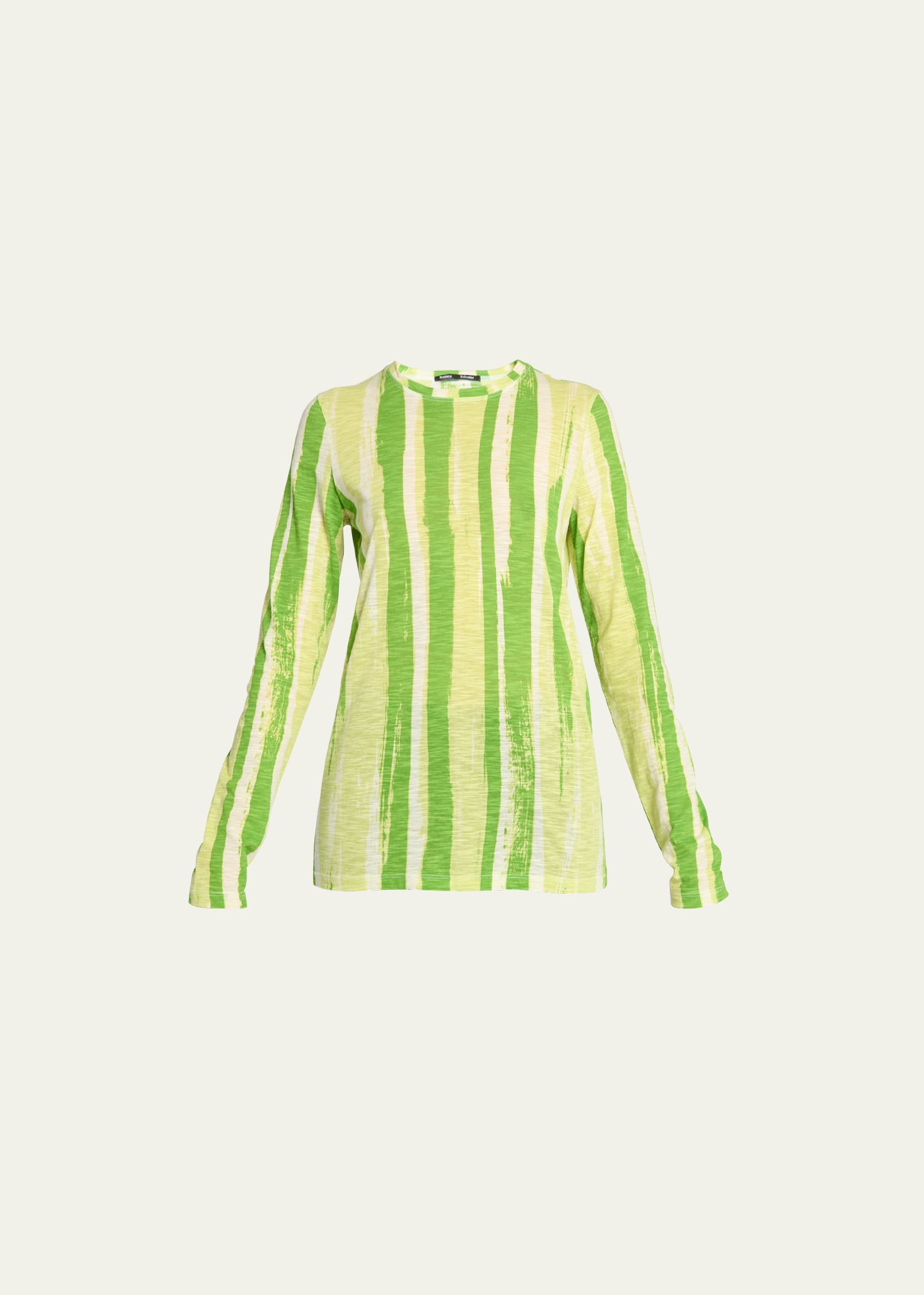 Proenza Schouler Painted Stripe Cotton T-shirt In Green Multi