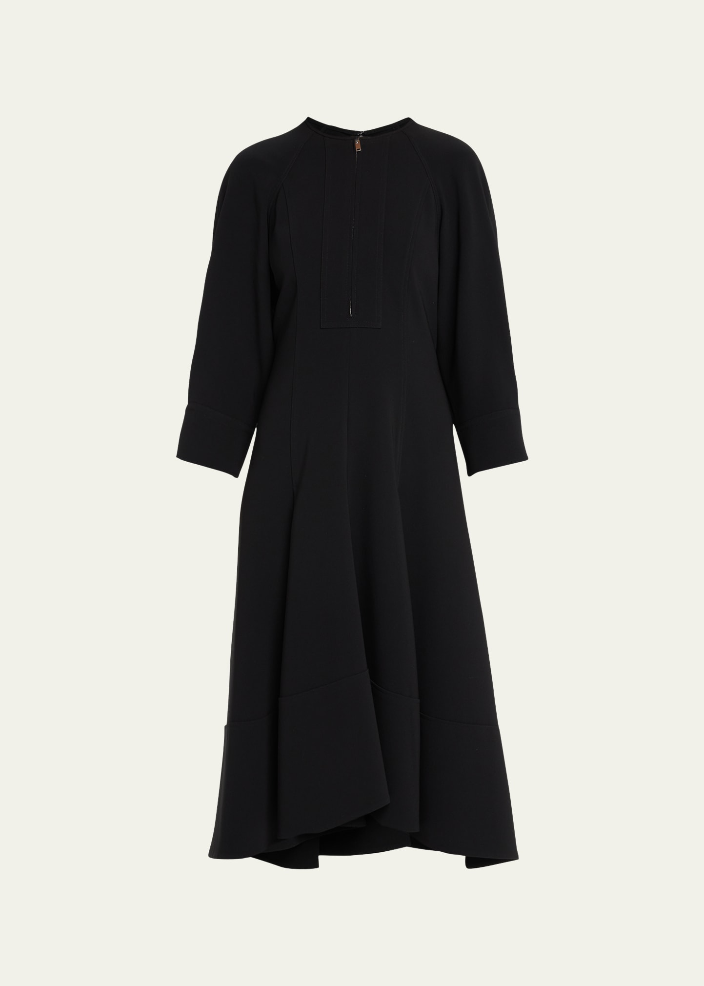 Proenza Schouler Matte Viscose Crepe Midi Dress In Black