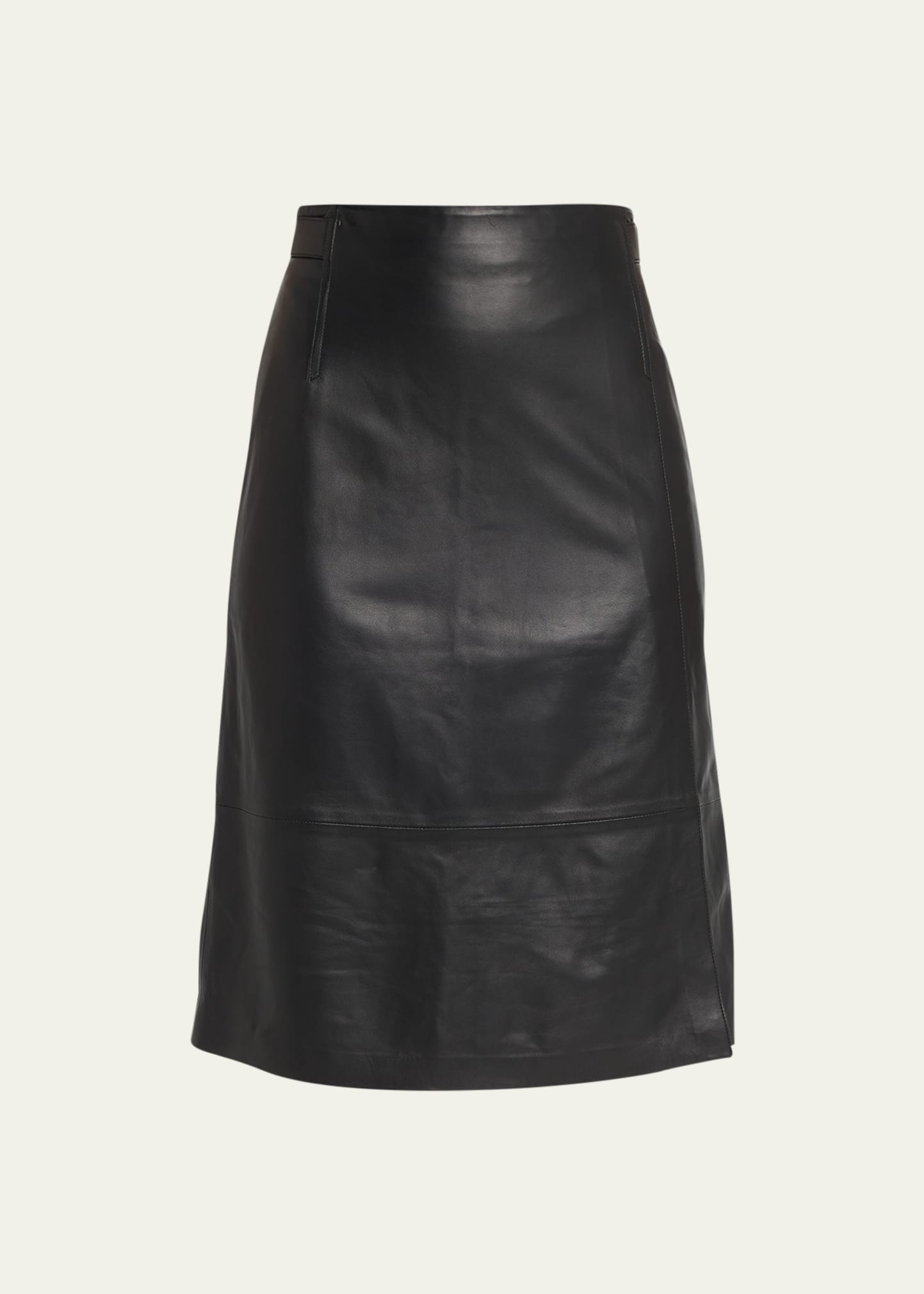 Tailored Knee-Length Leather Skirt