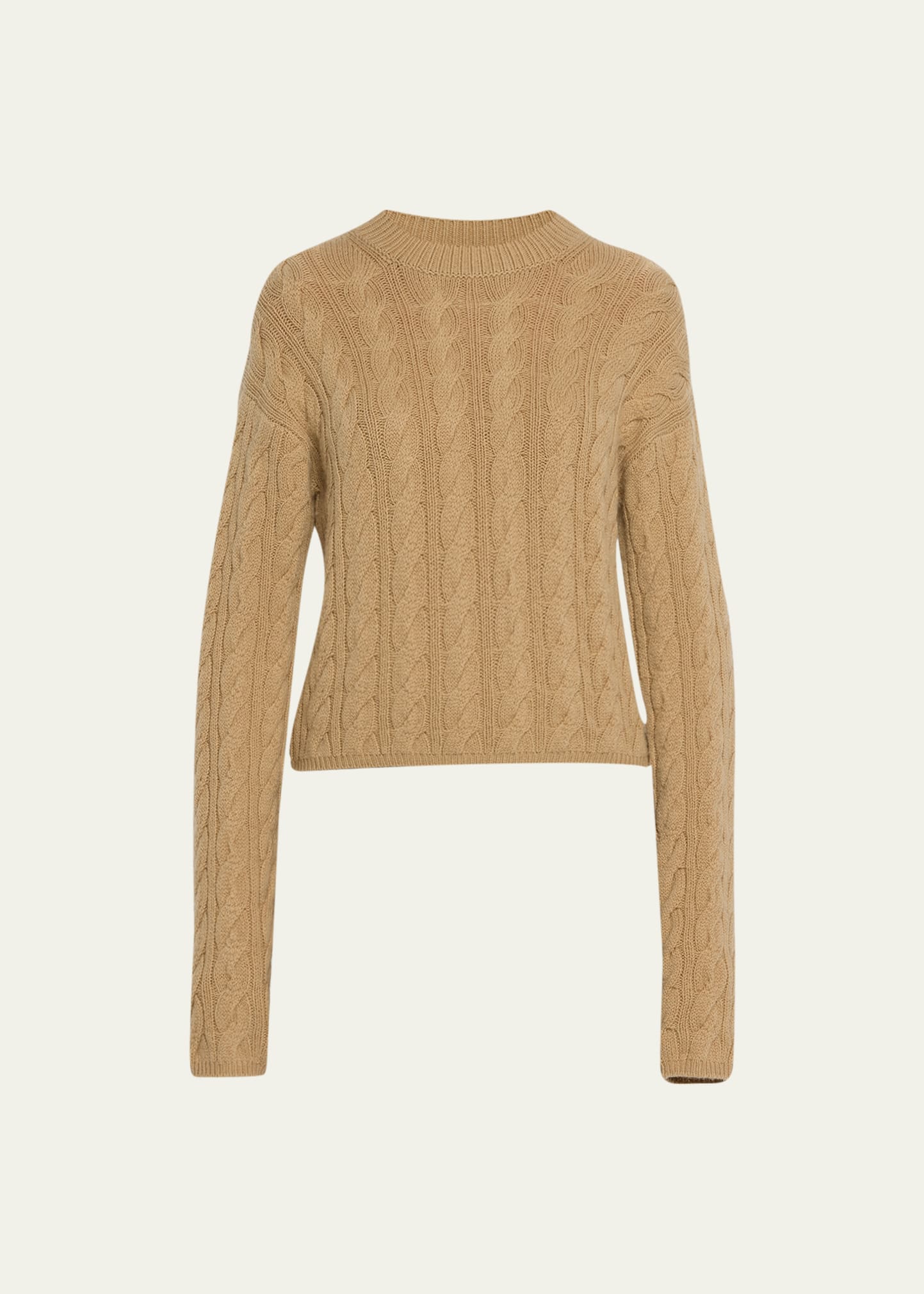 Shop Vince Wool-cashmere Twisted Cable-knit Sweater In Cashew