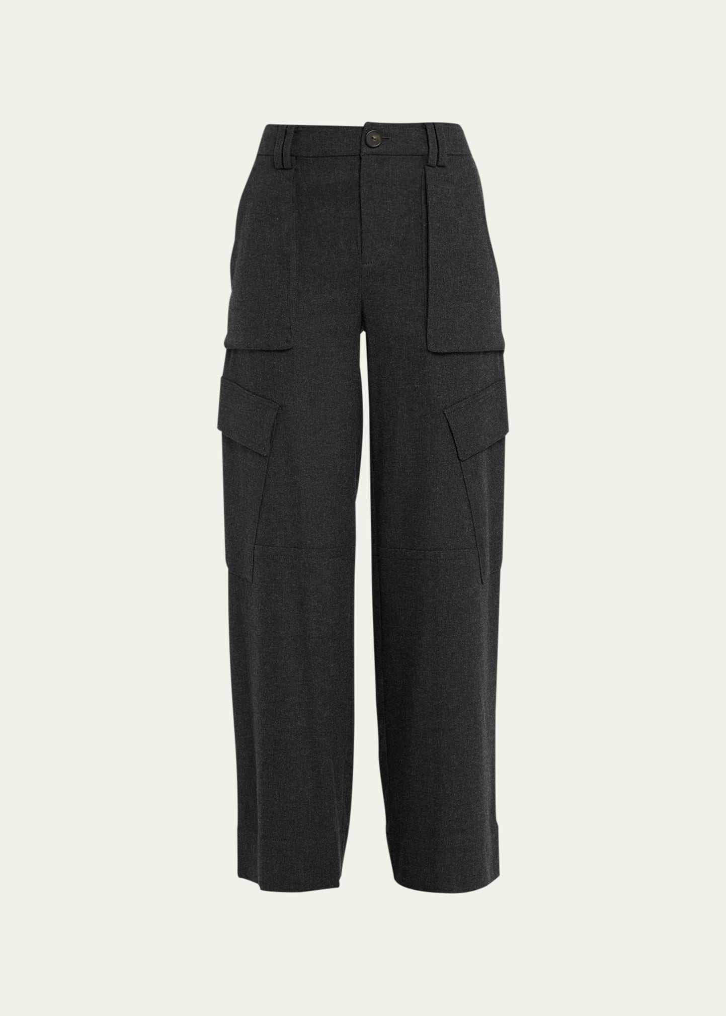 Vince Flannel Wide-Leg Cargo Pant, Dark Cinnamon Stick, Size 8  display picture 1