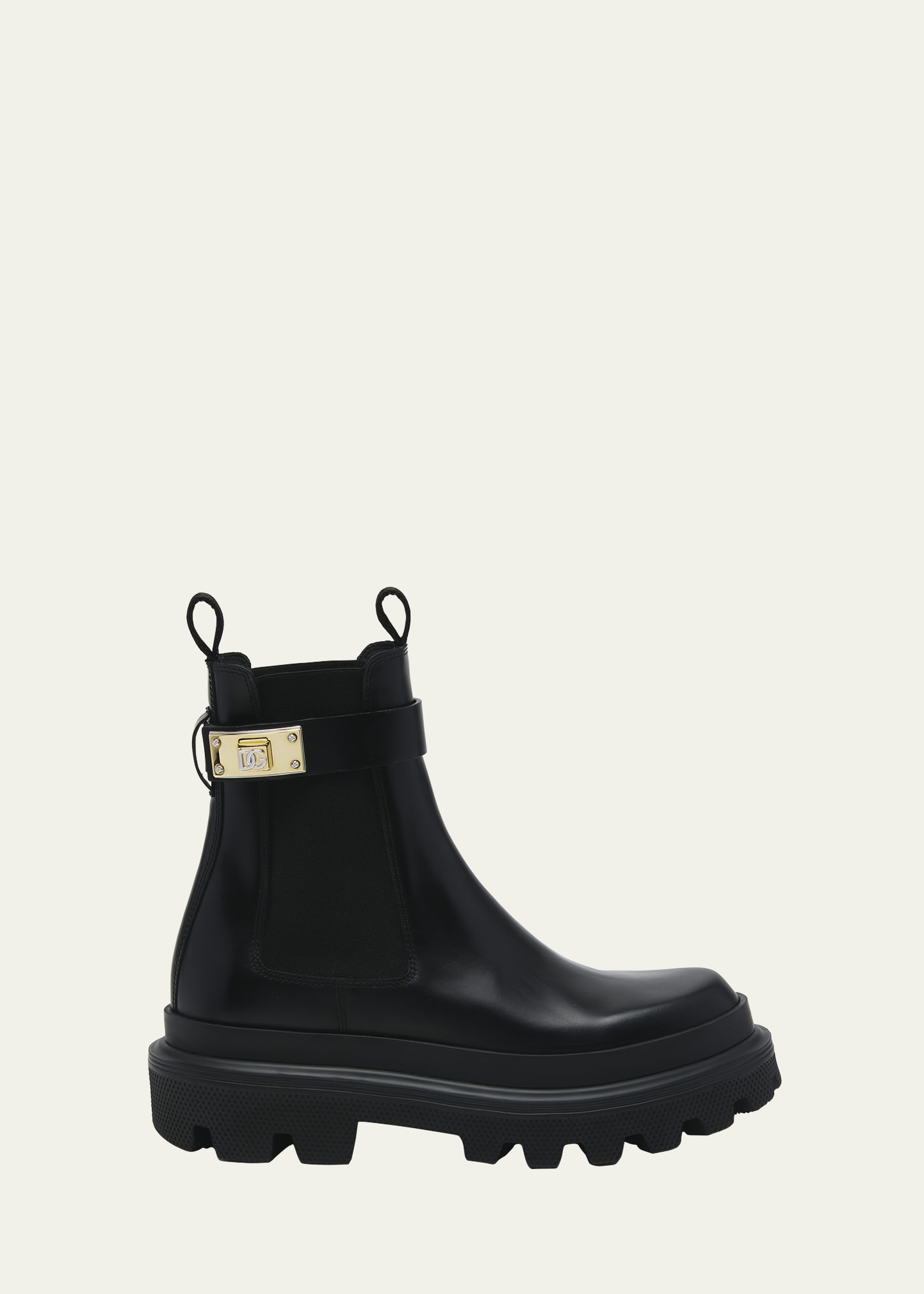 Shop Dolce & Gabbana Calfskin Leather Ankle Boots In 80999 Black