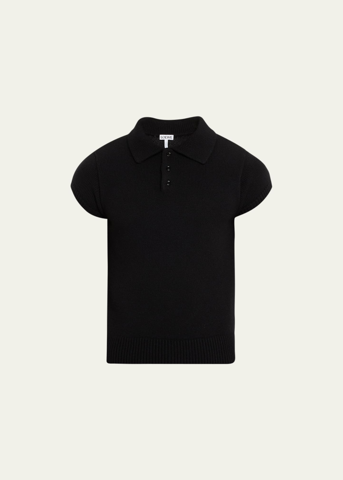 Loewe Men's Stretch Cashmere Polo Sweater In Black