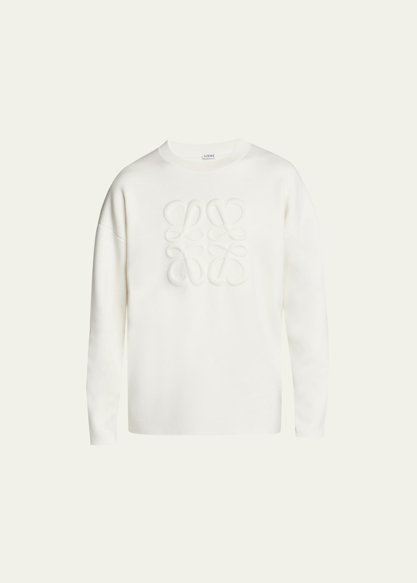 Shop Loewe Men's Debossed Anagram Sweater In White