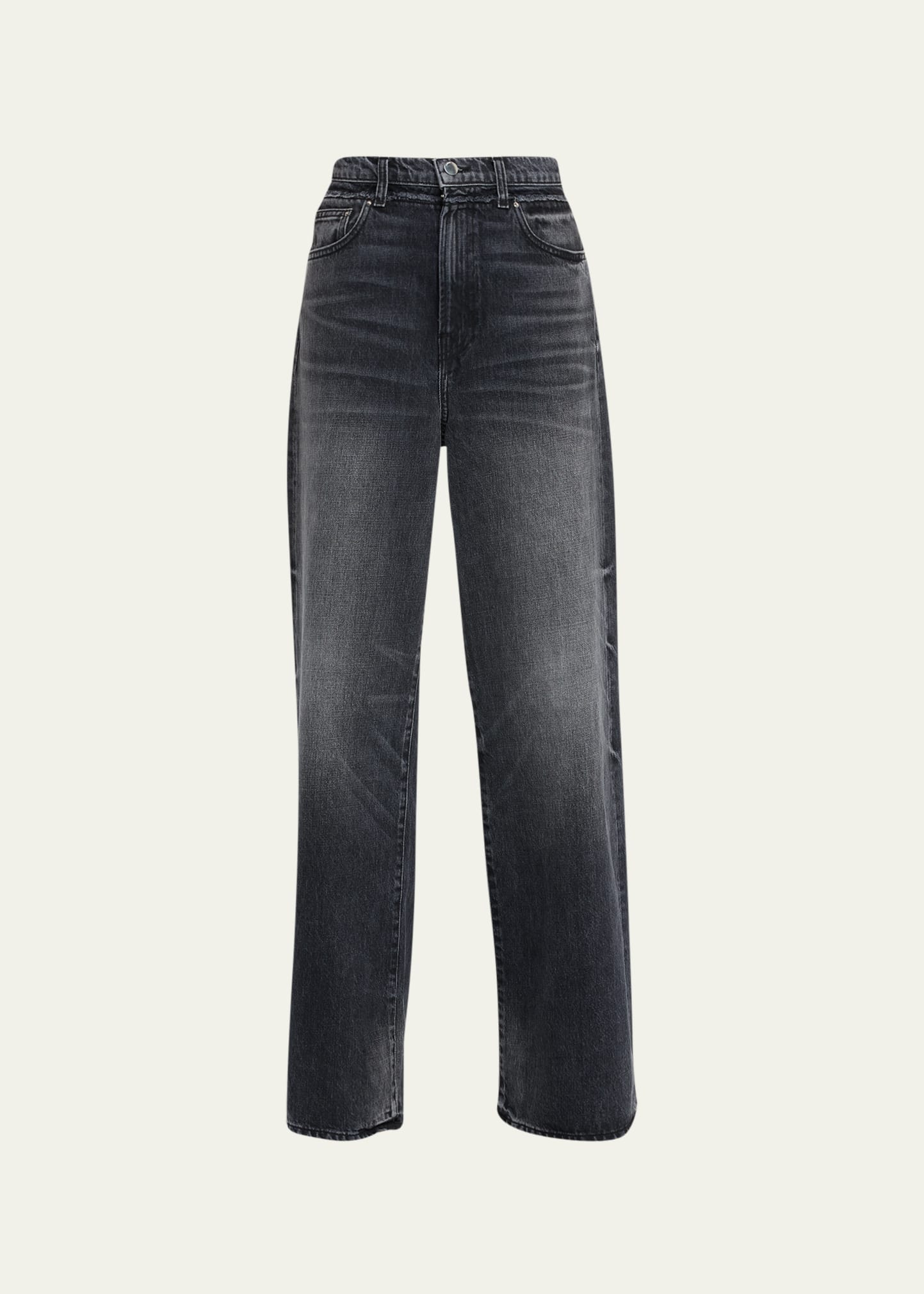 Double Waistband Wide-Leg Denim Jeans