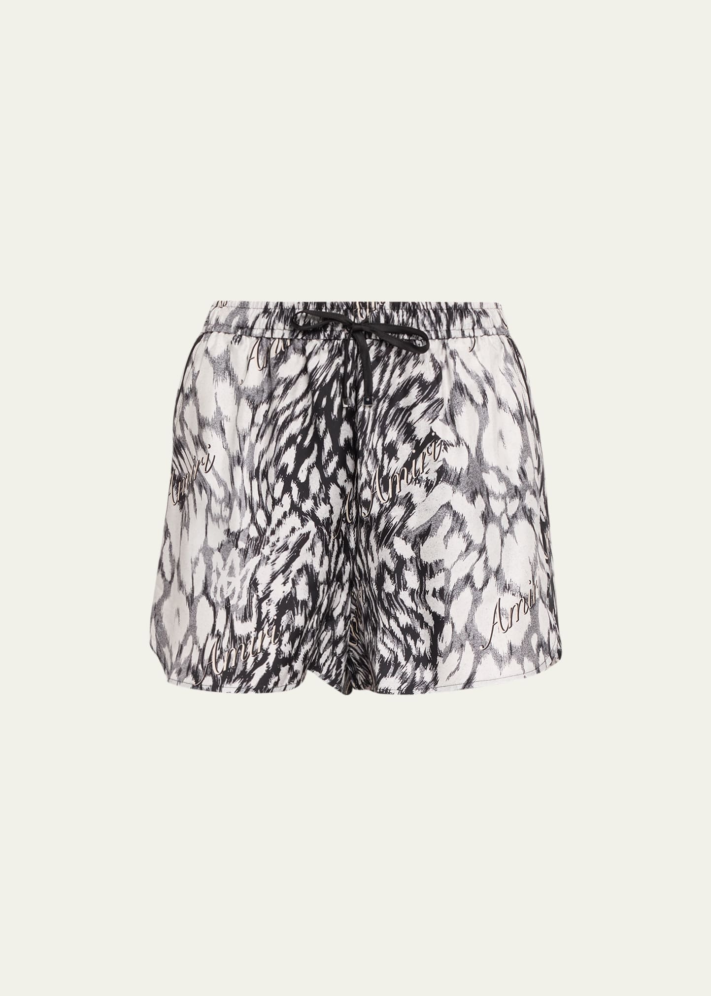 Logo Leopard-Print Drawstring Pajama Shorts