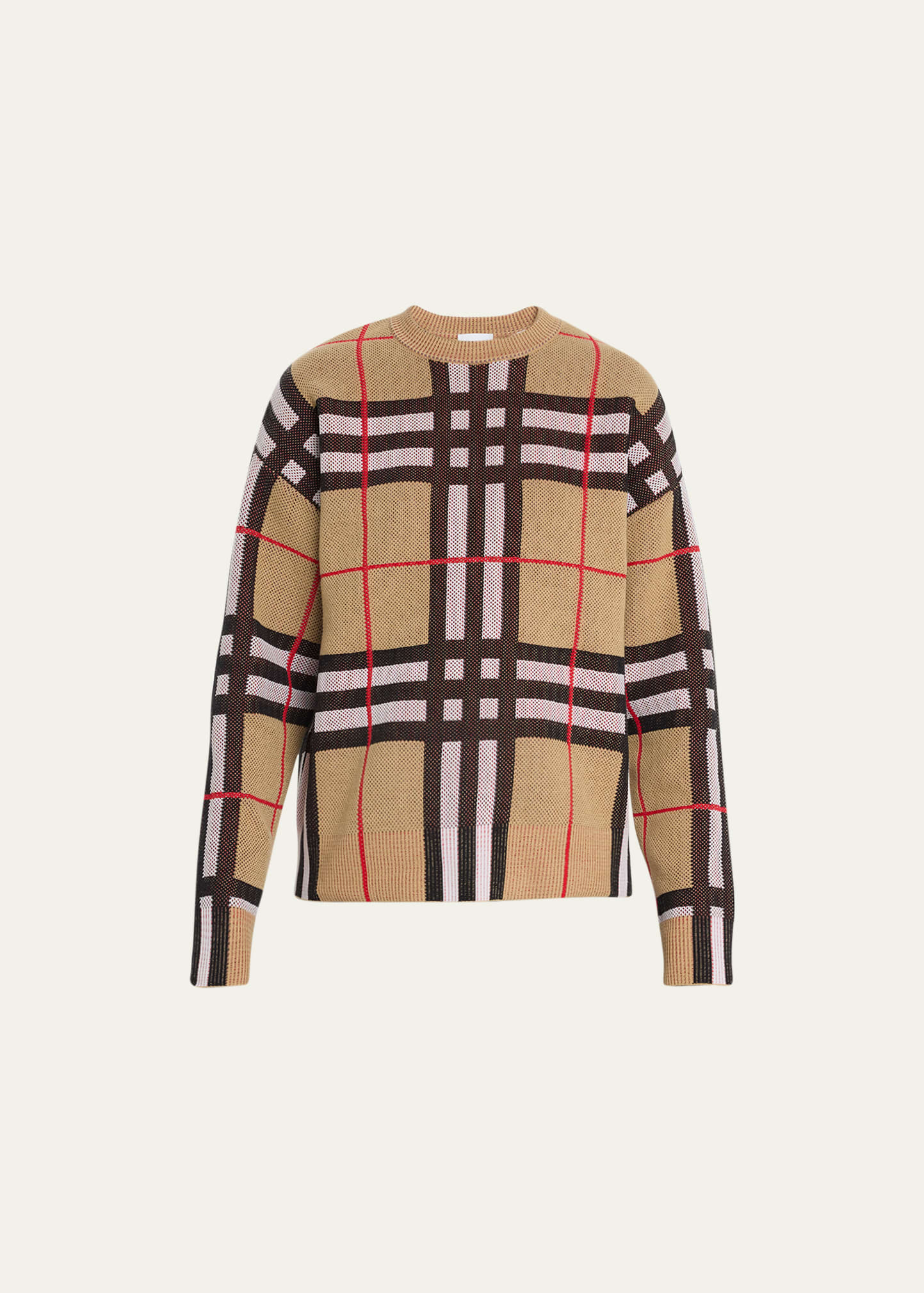 Burberry Check Technical Cotton Sweater In Archive Beige