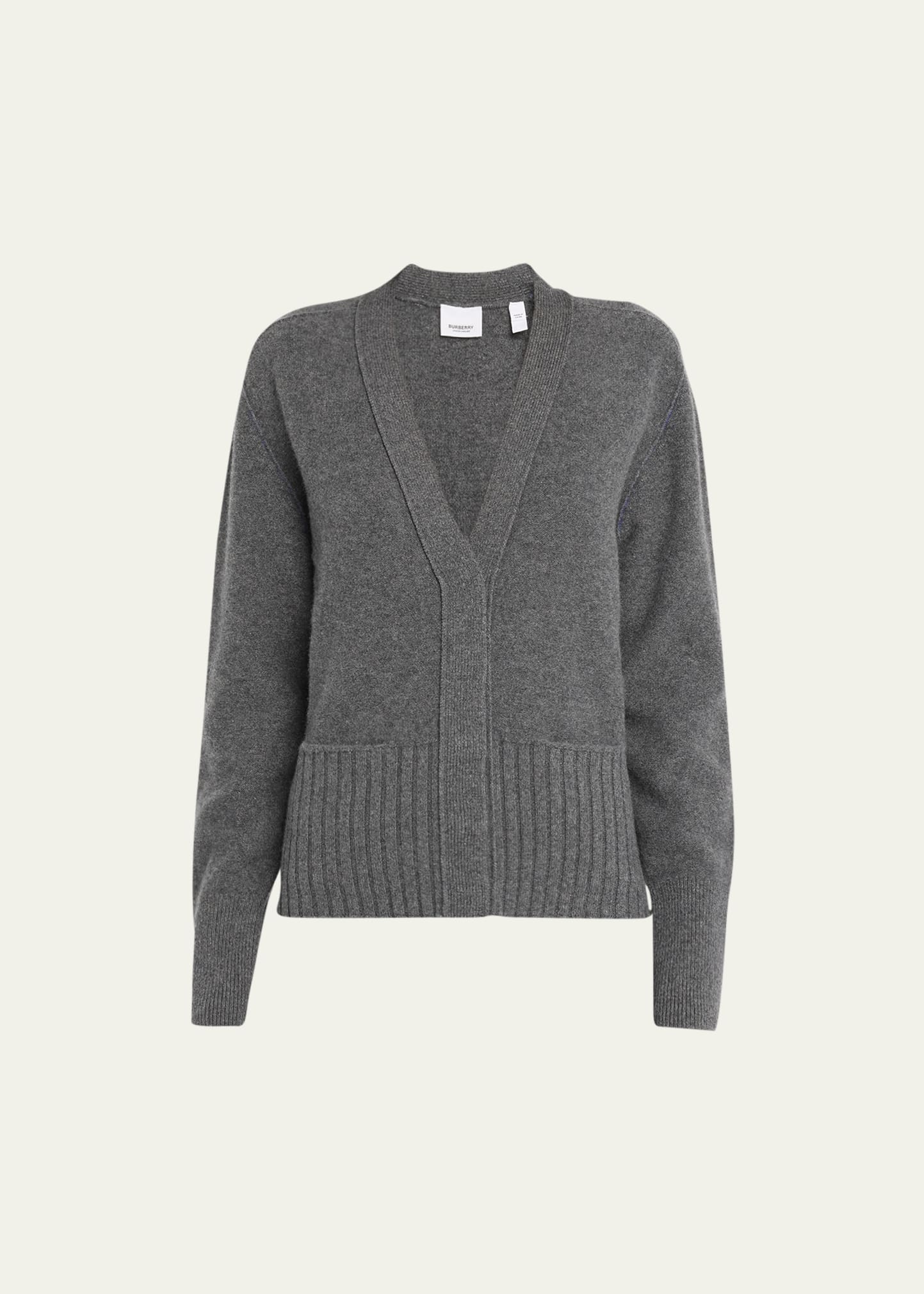 Wool Cashmere Cardigan in Dark grey melange - Women | Burberry® Official
