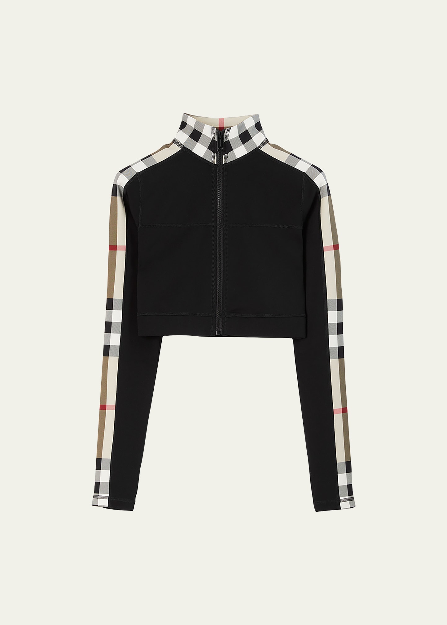 Shop Burberry Cynthia Check Zip-up Jacket In Black