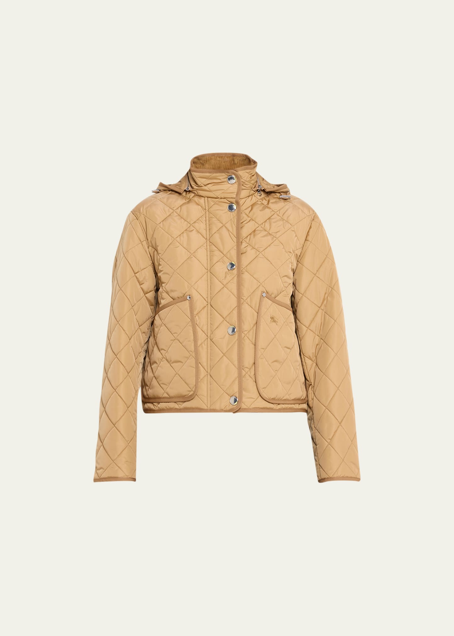 Shop Burberry Humbie Quilted Short Jacket With Removable Hood In Archive Beige