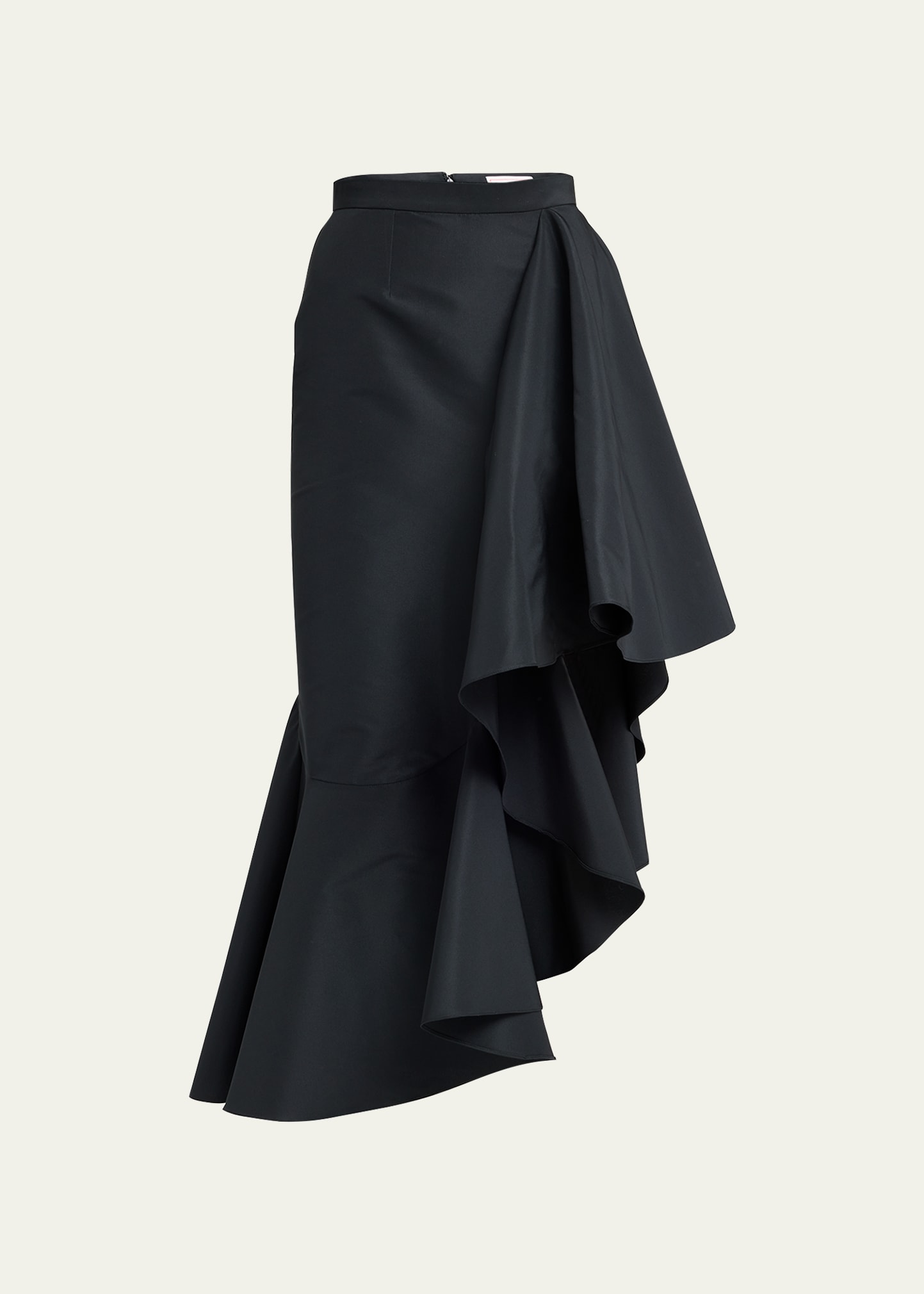 Asymmetric Midi Skirt with Ruffle Hem