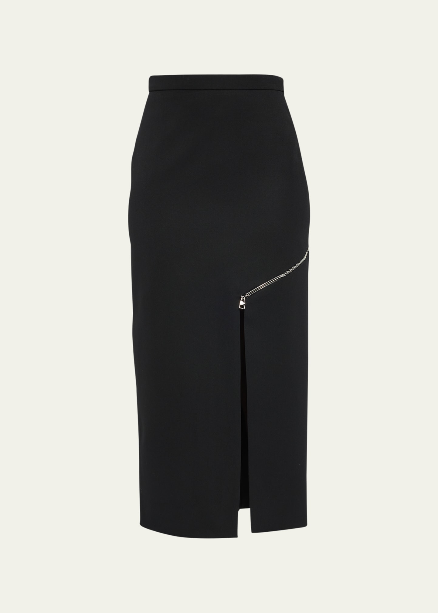 Asymmetric Zip High Slit Midi Skirt