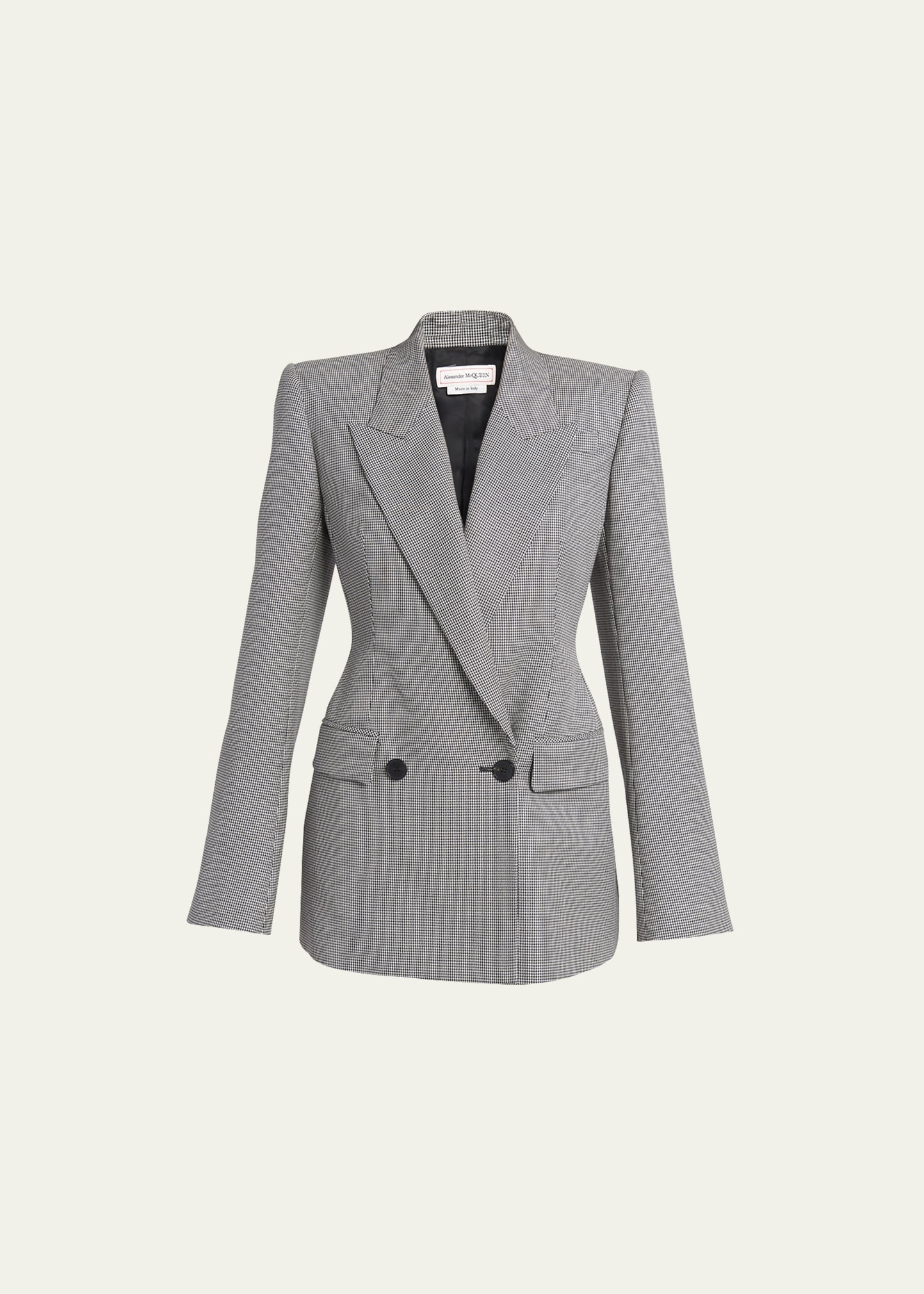 Alexander Mcqueen Houndstooth Print Blazer Jacket In Blackmulti