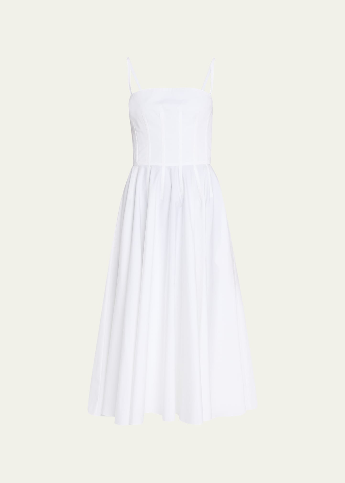 Poplin Midi Dress with Waist Seam Detail