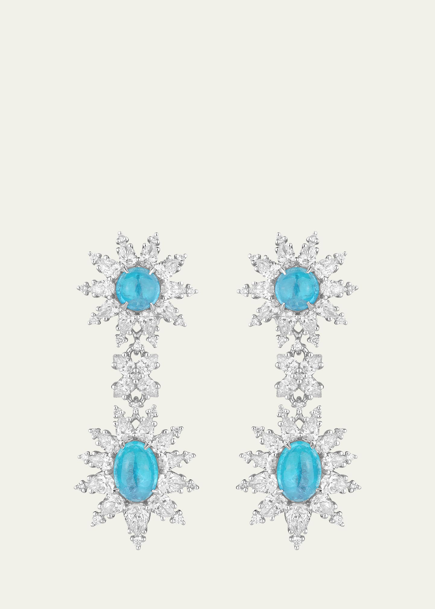 Cicada Jewelry 18K White Gold Turquoise and Diamond Earrings