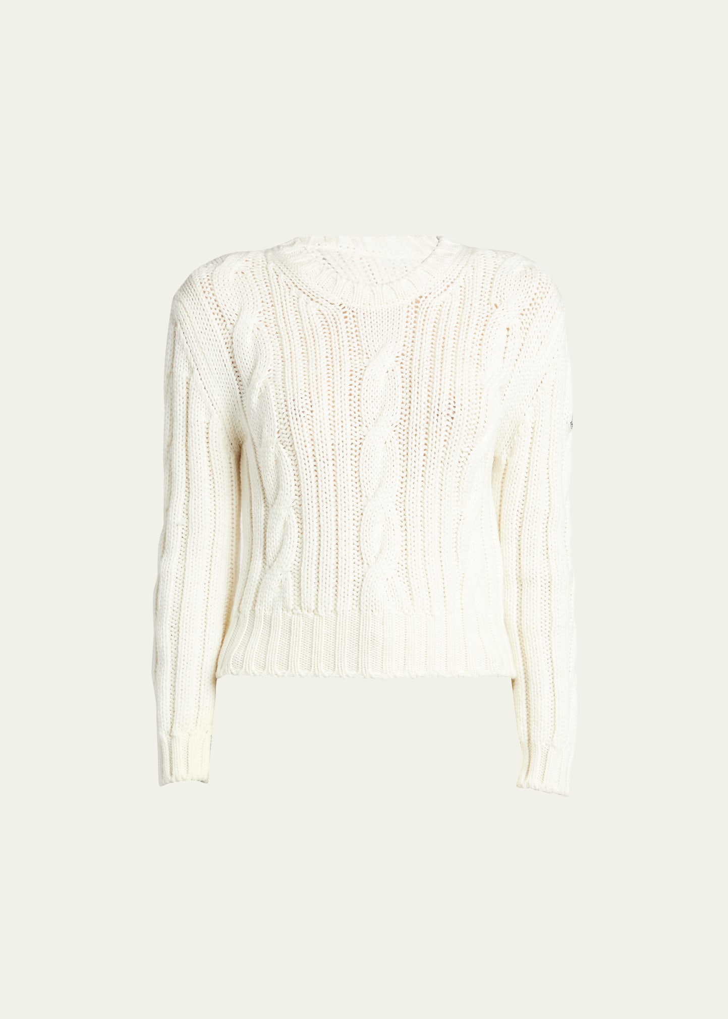 Shop Moncler Wool Cable-knit Sweater In Natural