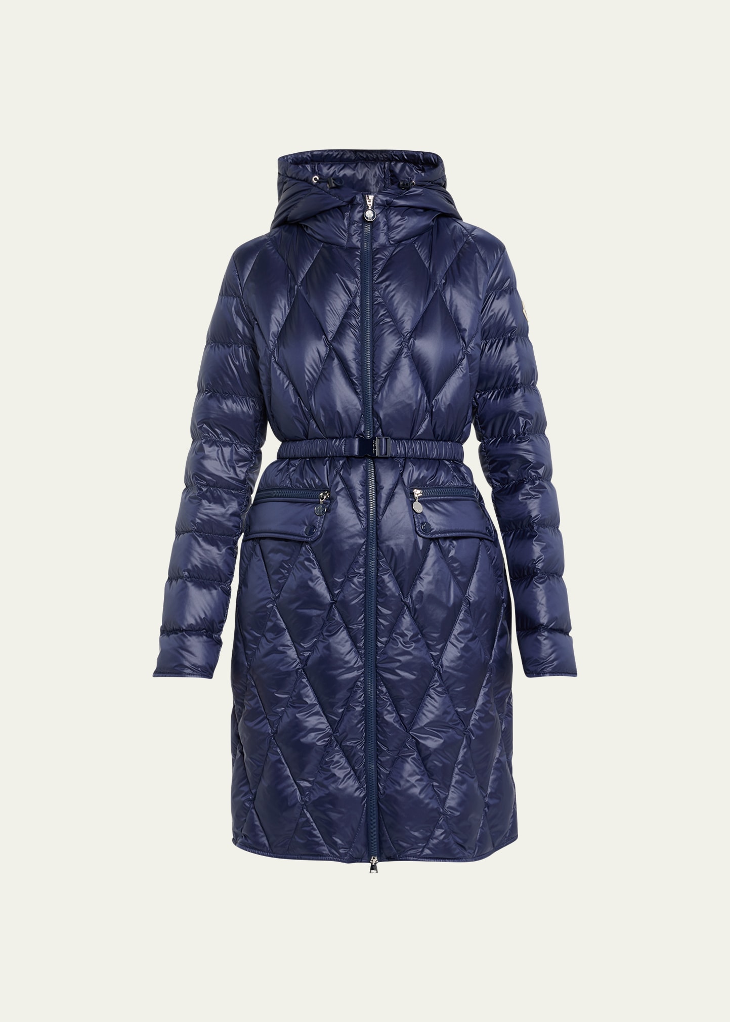 Moncler Serilong Recycled Nylon Long Coat In Medium Blue