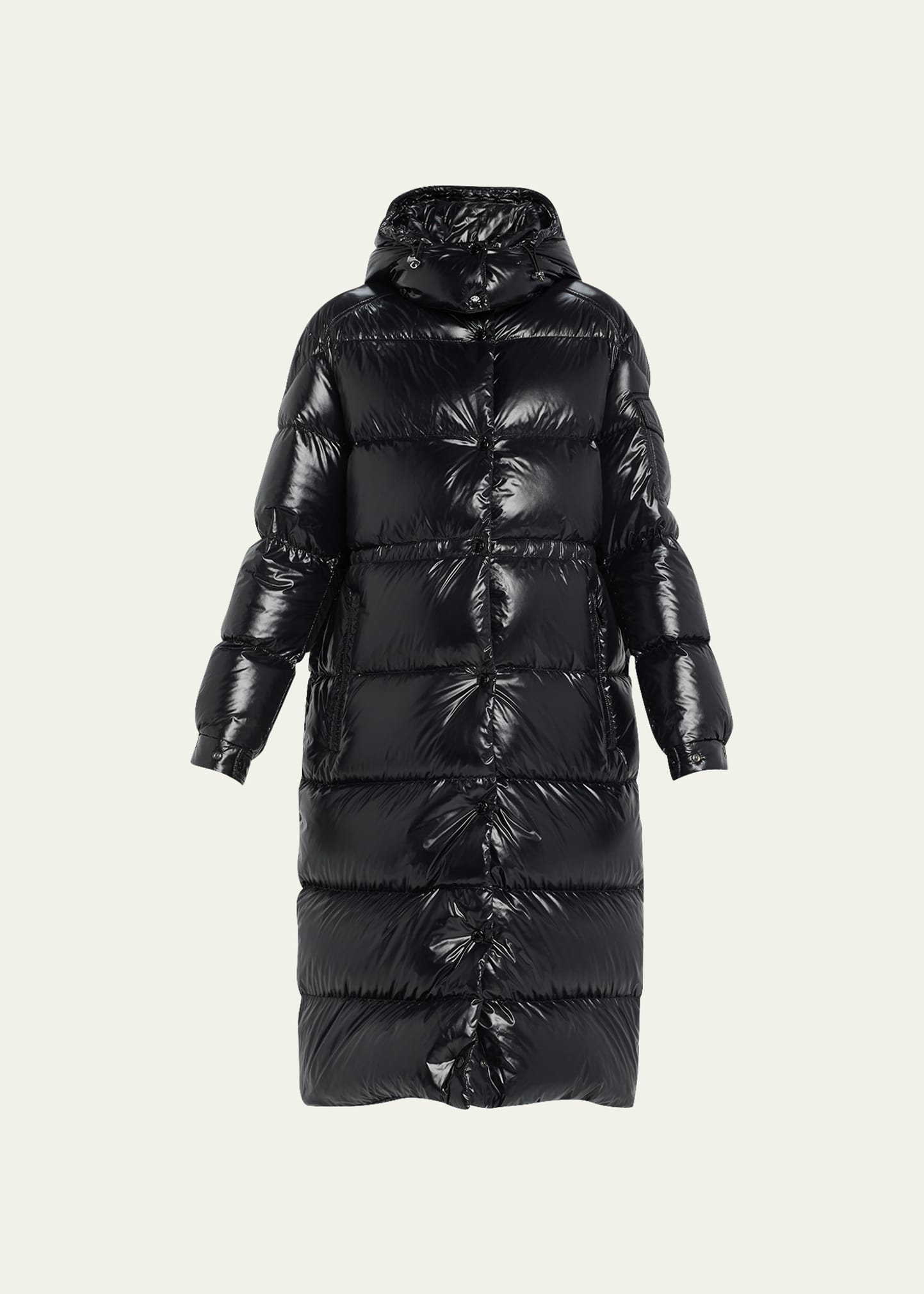 Shop Moncler Cavettaz Hooded Long Puffer Coat In Black