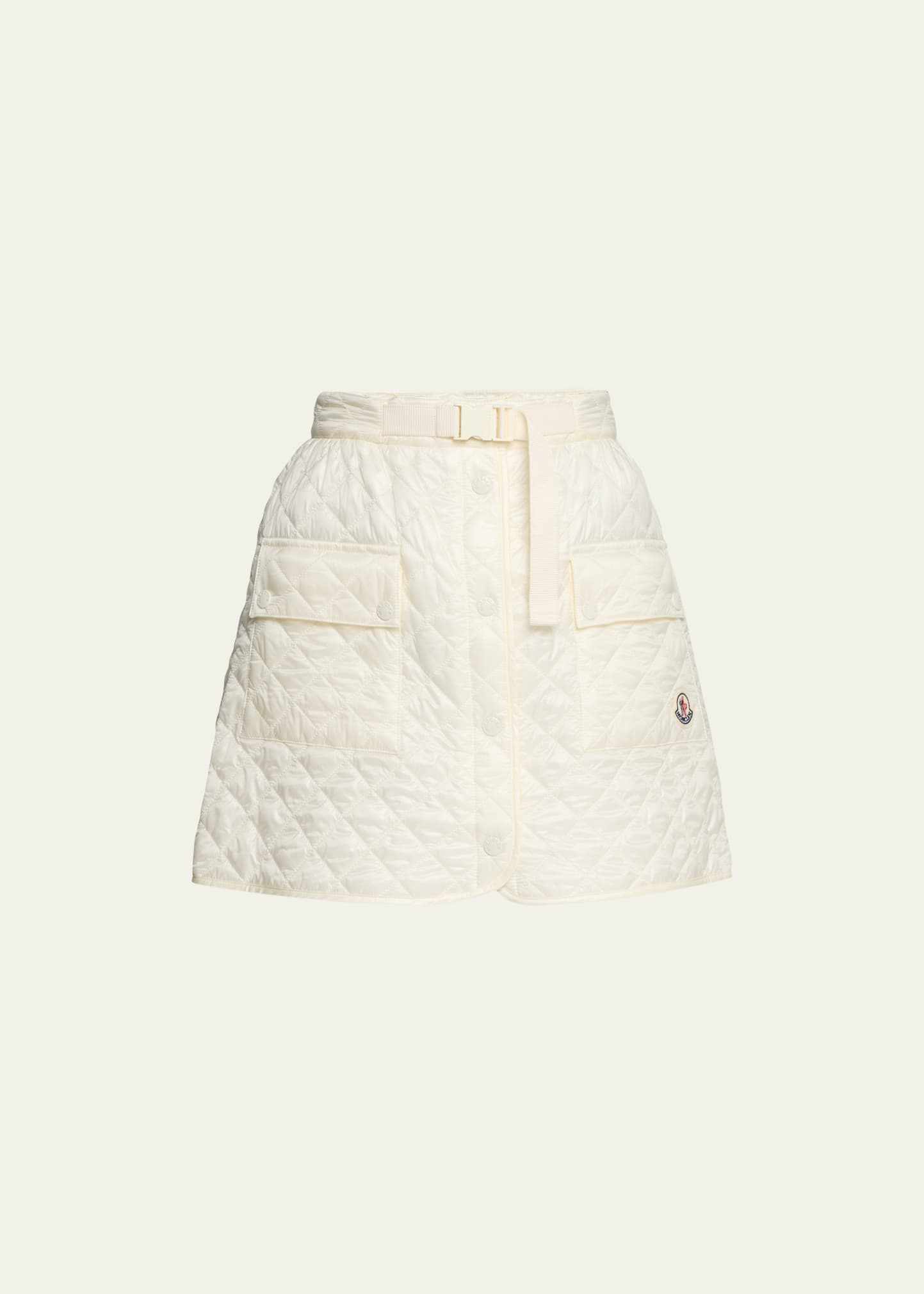 Shop Moncler Quilted Cargo Mini Skirt In Natural
